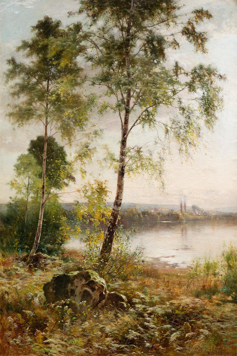 Ernest Parton Landscape Painting - View by a Lake