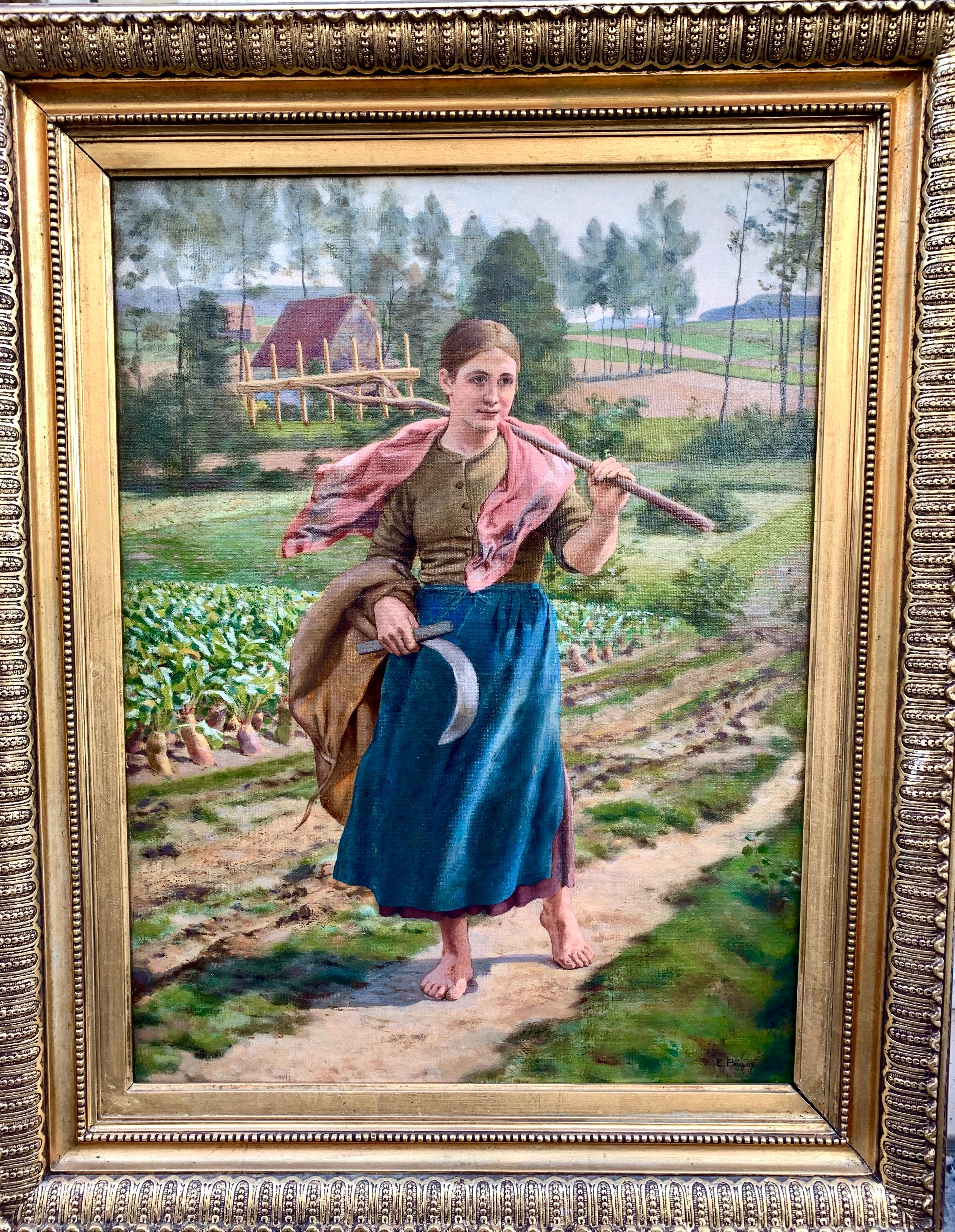 The Gleaner Oil On Canvas Signed Ernest Paulus Circa 1900 1