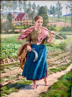 The Gleaner Oil On Canvas Signed Ernest Paulus Circa 1900