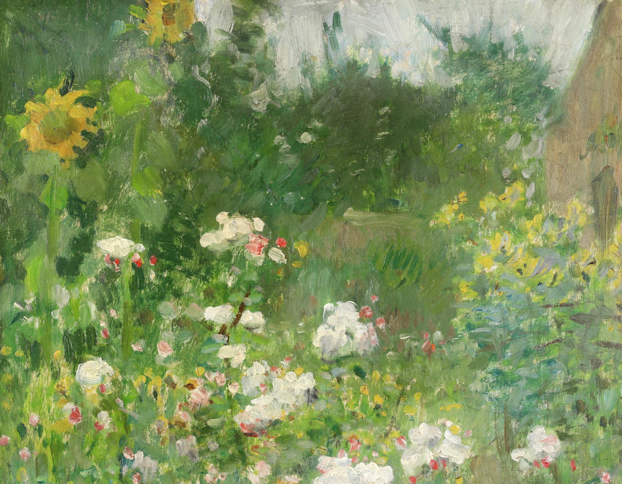 Fleurs dans le Jardin - Impressionist Landscape Oil Painting by Ernest Quost 2