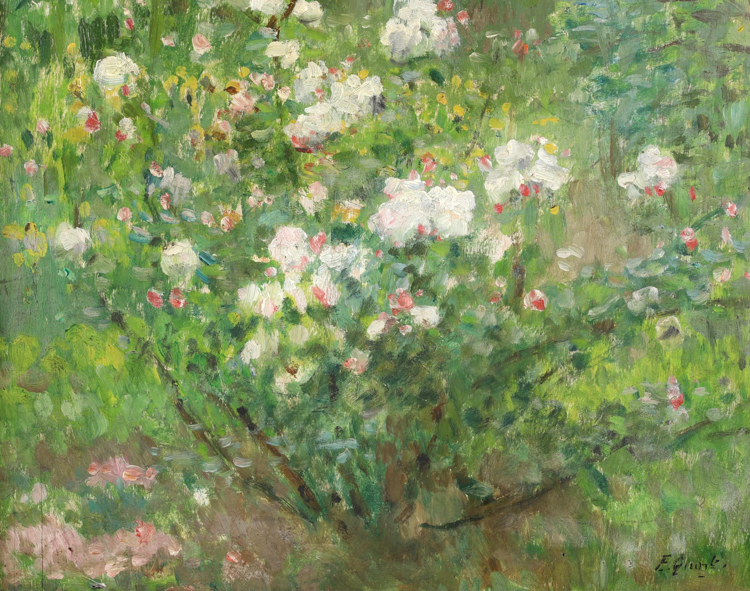 Fleurs dans le Jardin - Impressionist Landscape Oil Painting by Ernest Quost 5
