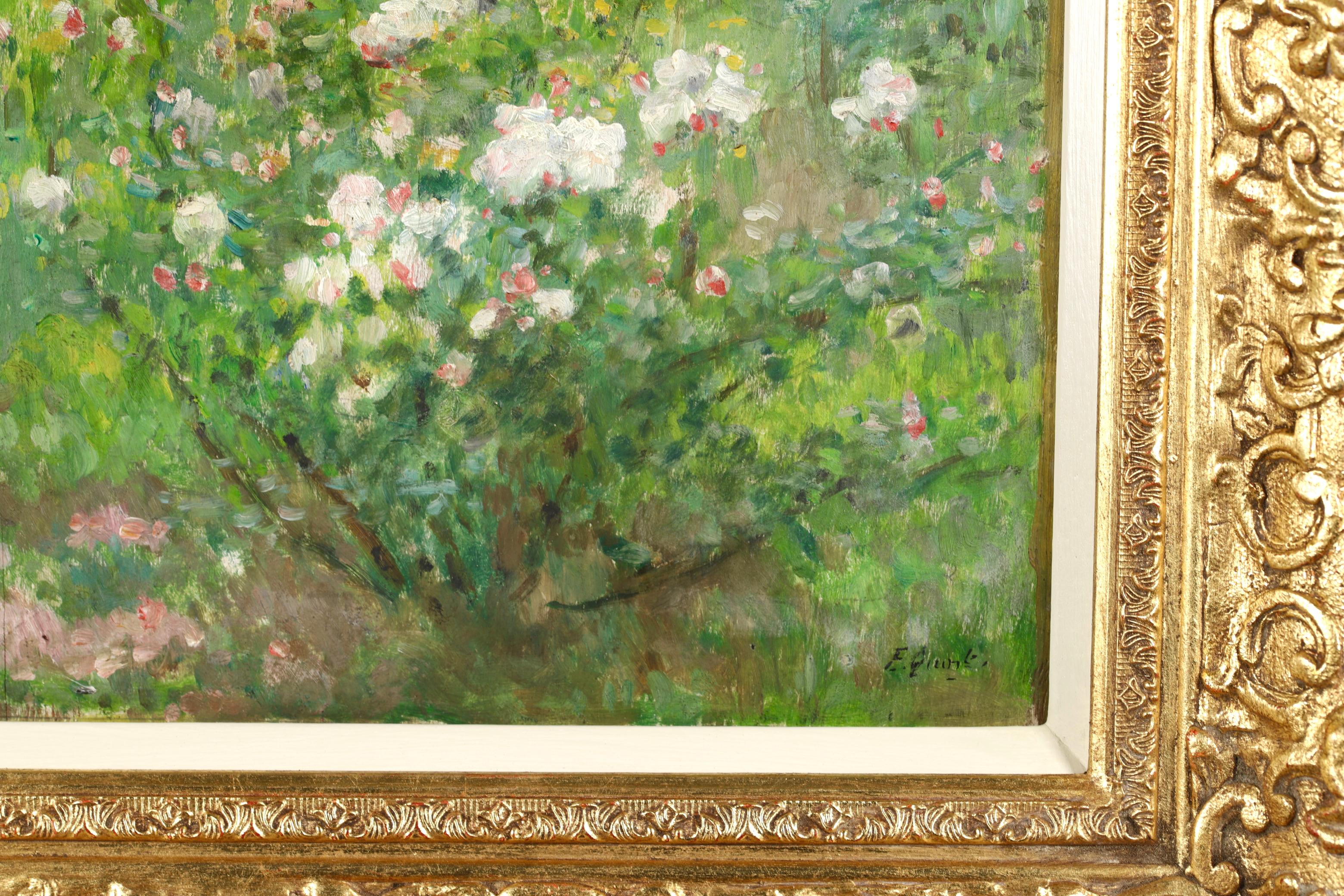 Fleurs dans le Jardin - Impressionist Landscape Oil Painting by Ernest Quost 6