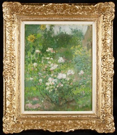 Fleurs dans le Jardin - Impressionist Landscape Oil Painting by Ernest Quost