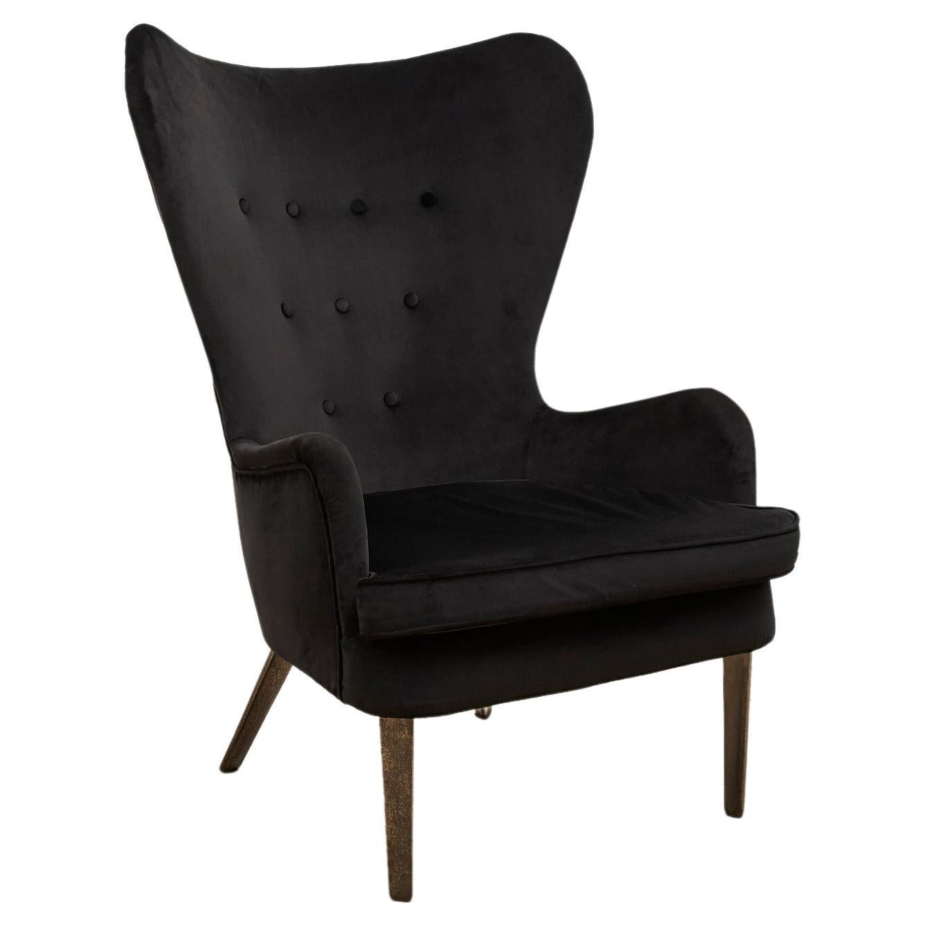 Ernest Race fauteuil vintage DA en velours noir, années 1940