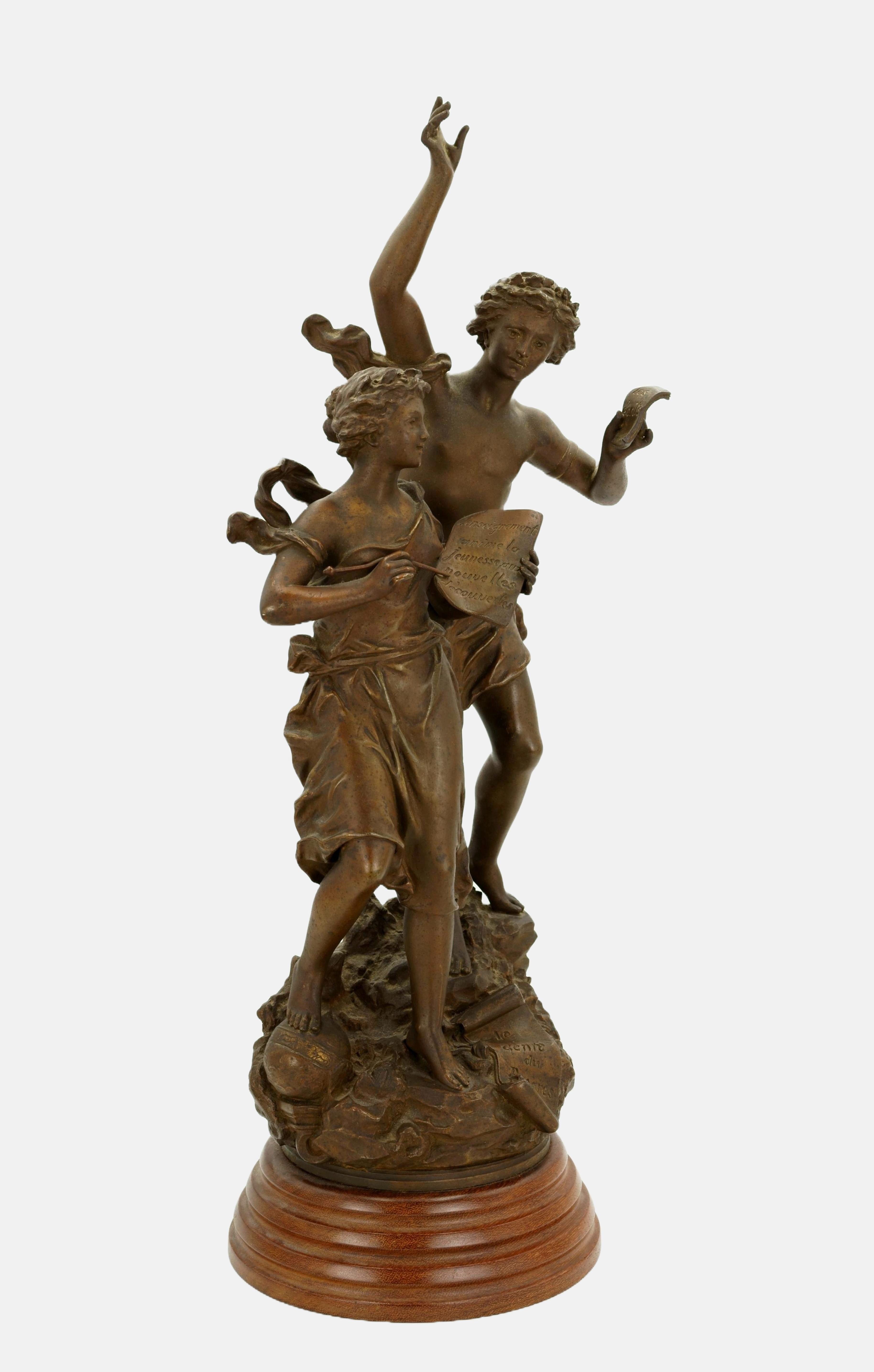 Allegory of Progress / - The Driving Force of Inspiration - - Sculpture by Ernest Rancoulet