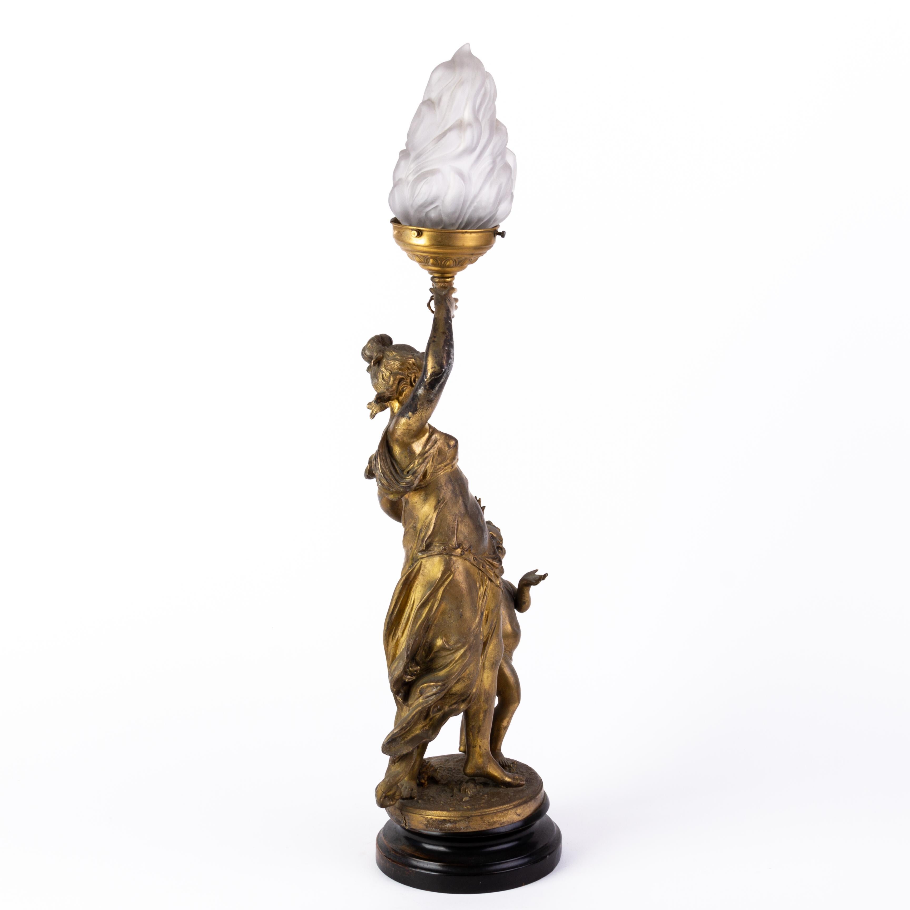 In good condition
From a private collection
Free international shipping
Ernest Rancoulet (1870-1915) French Sculpture Lamp 19th Century 