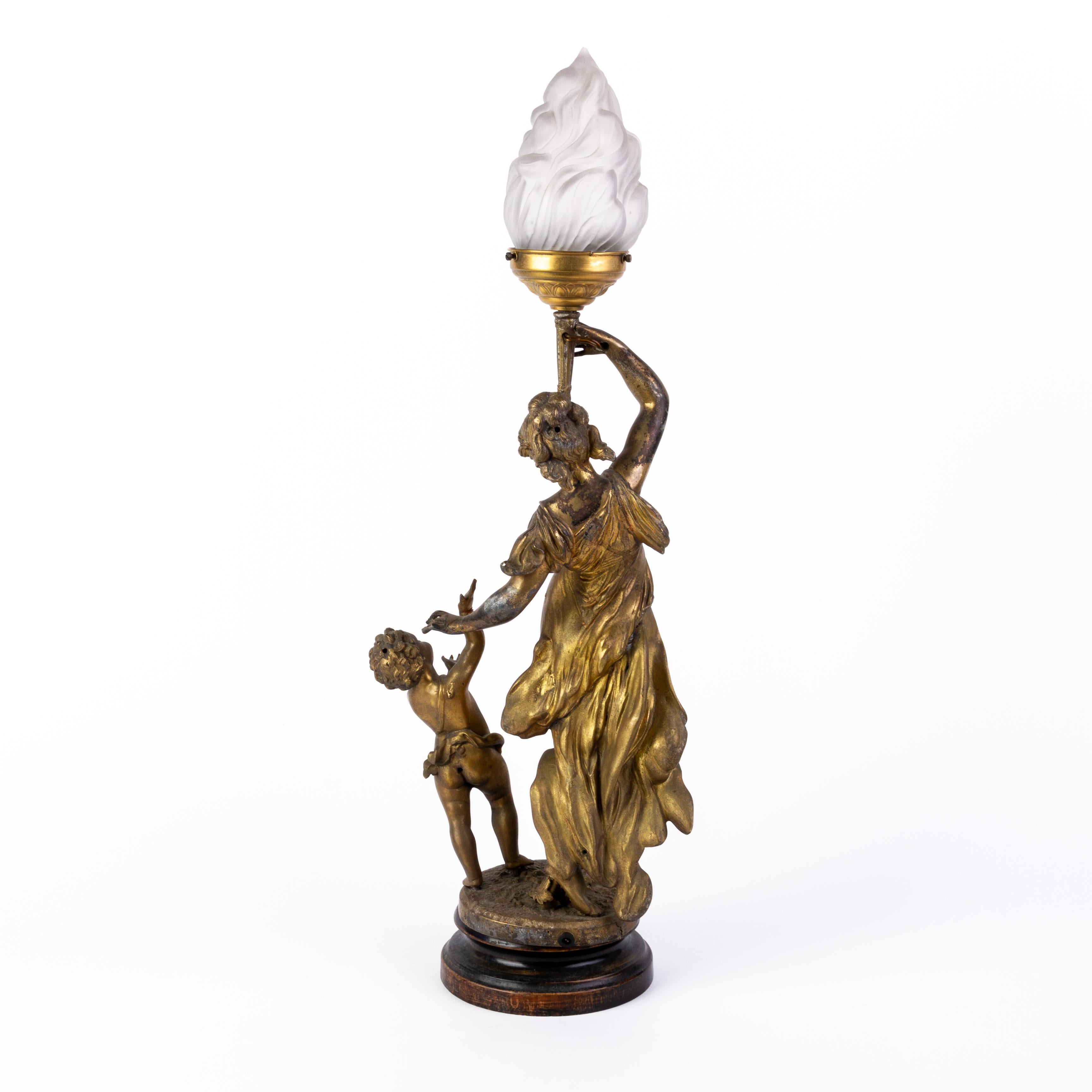 Ernest Rancoulet (1870-1915) French Sculpture Lamp 19th Century  In Good Condition In Nottingham, GB