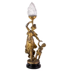 Französische Skulpturenlampe von Ernest Rancoulet (1870-1915), 19. Jahrhundert 