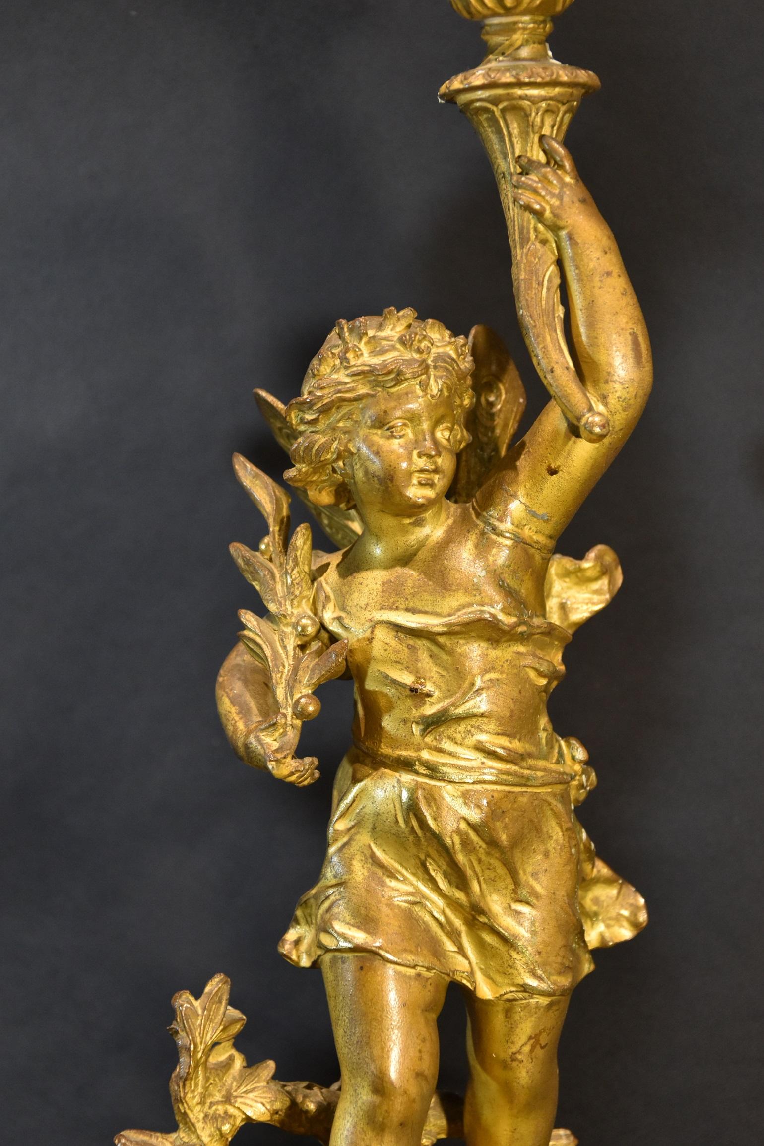 Paire de chandeliers en bronze Signature Rancoulet 19ème siècle Sculpture française en vente 11