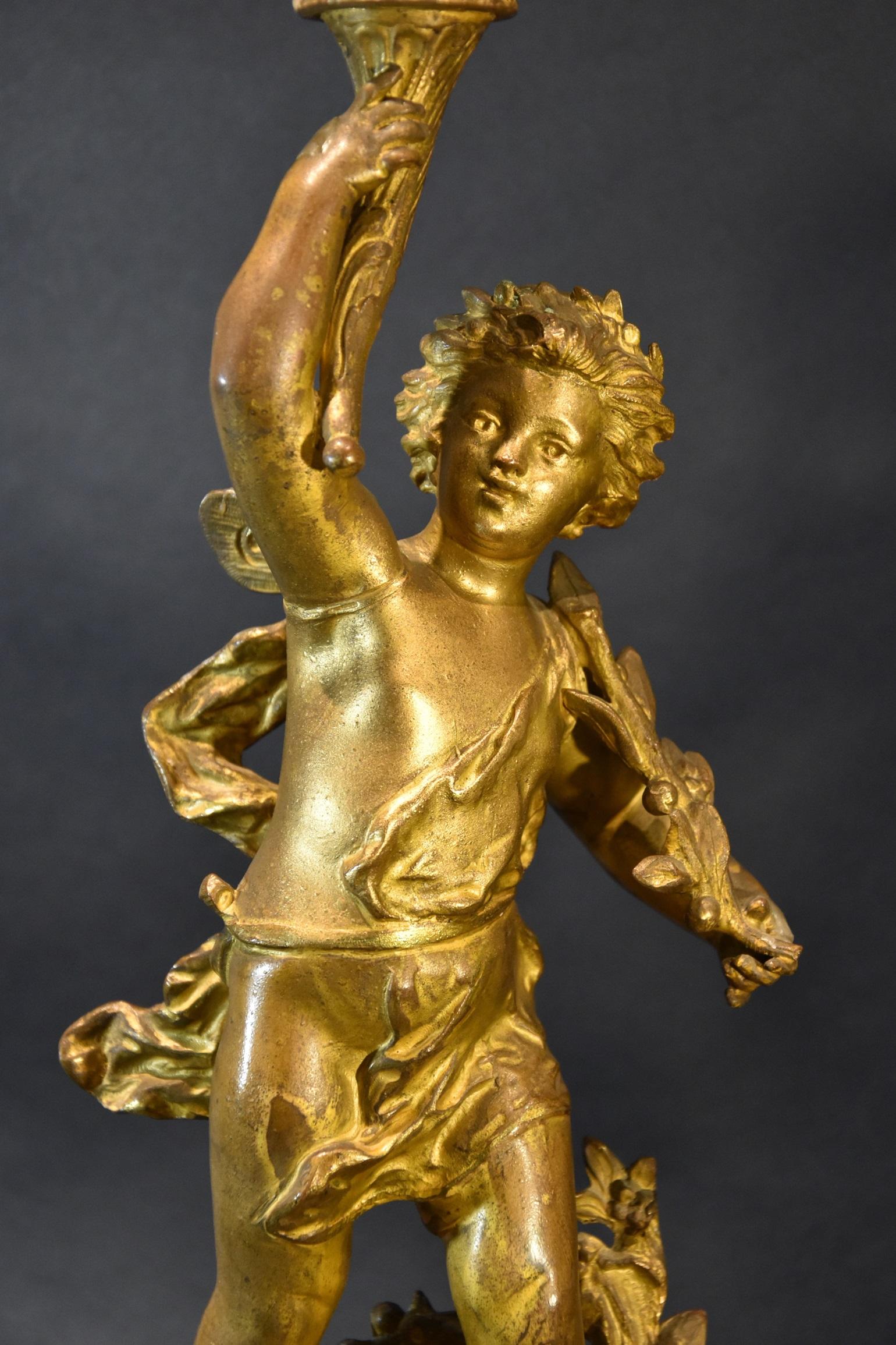 Paire de chandeliers en bronze Signature Rancoulet 19ème siècle Sculpture française en vente 12