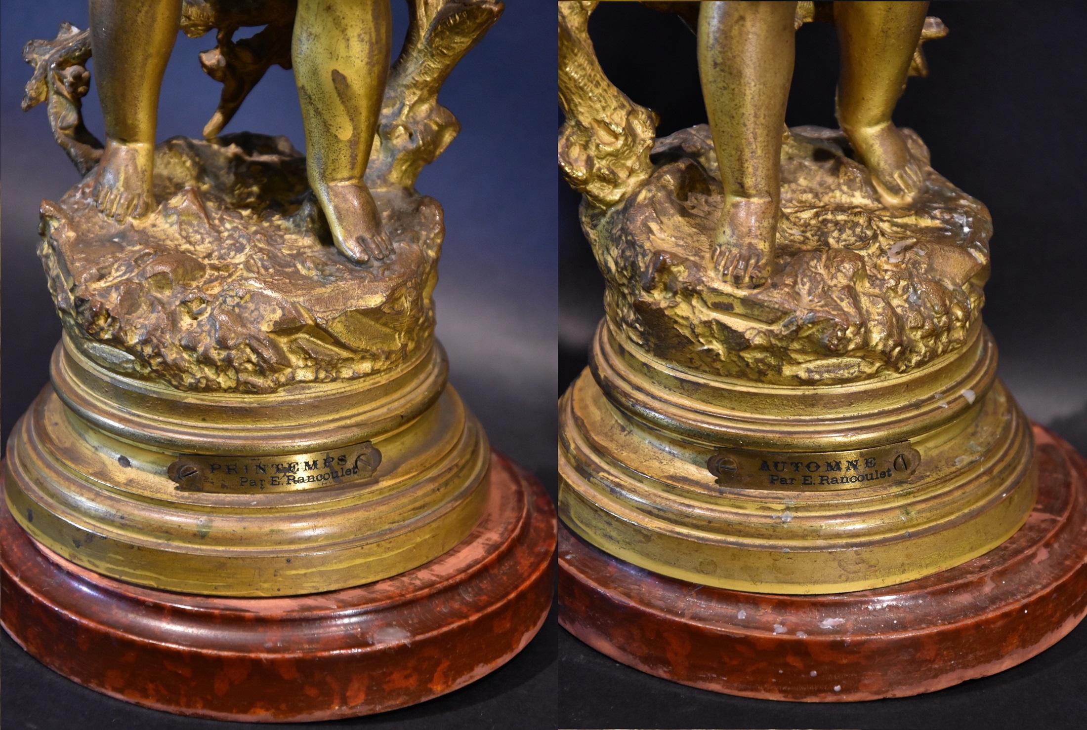 Paire de chandeliers en bronze Signature Rancoulet 19ème siècle Sculpture française en vente 13