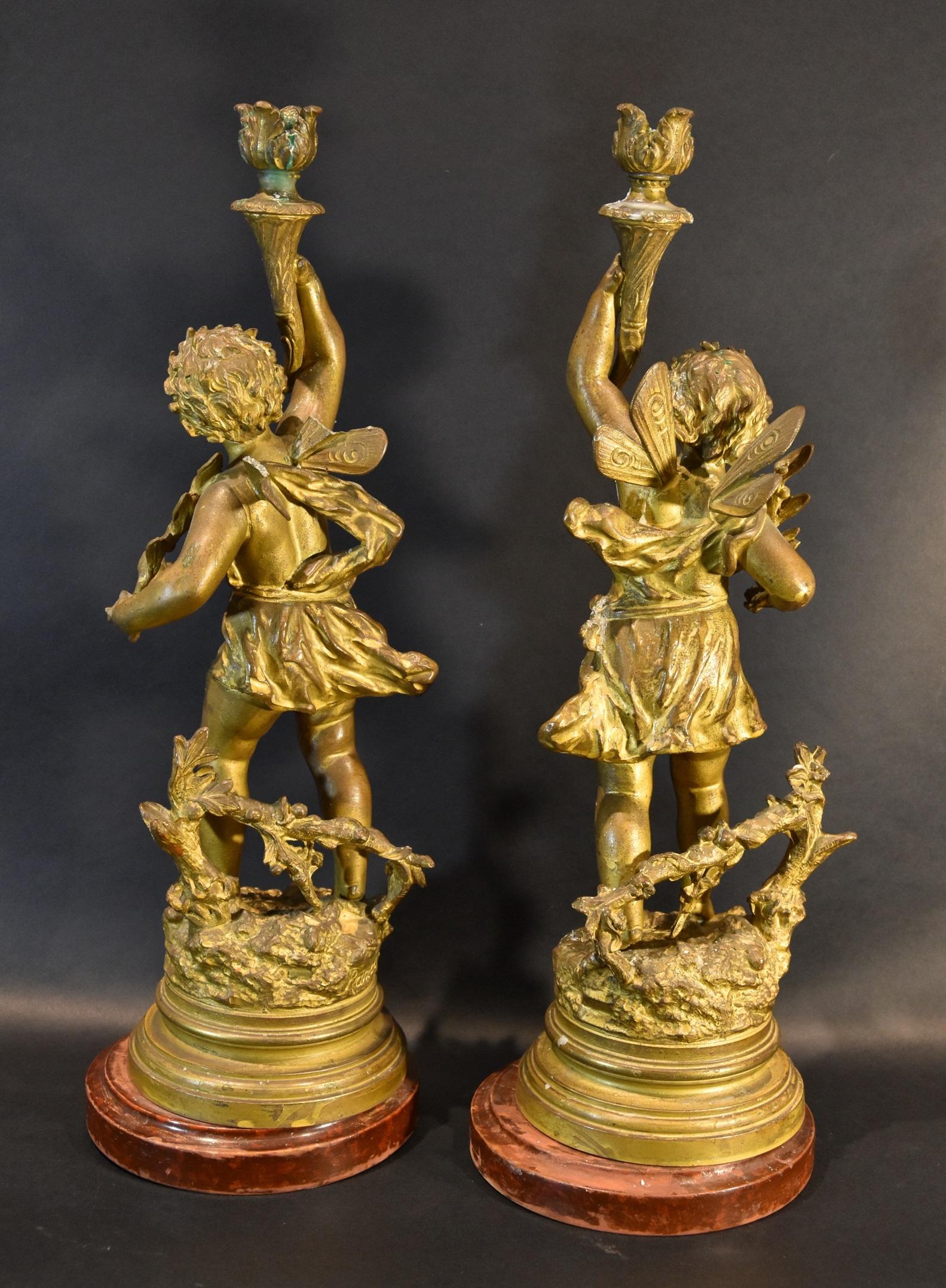 Paire de chandeliers en bronze Signature Rancoulet 19ème siècle Sculpture française en vente 4