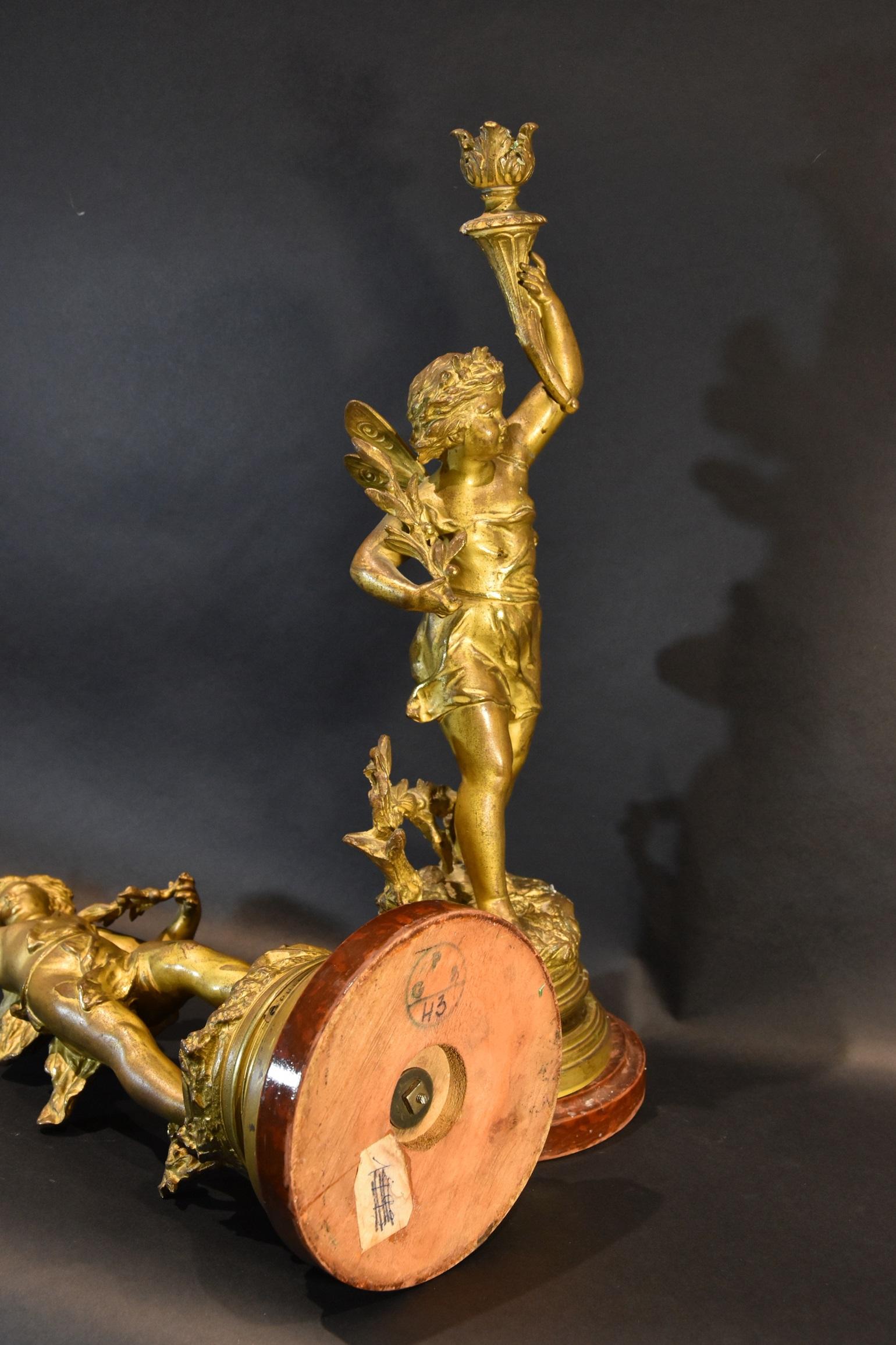 Paire de chandeliers en bronze Signature Rancoulet 19ème siècle Sculpture française en vente 8