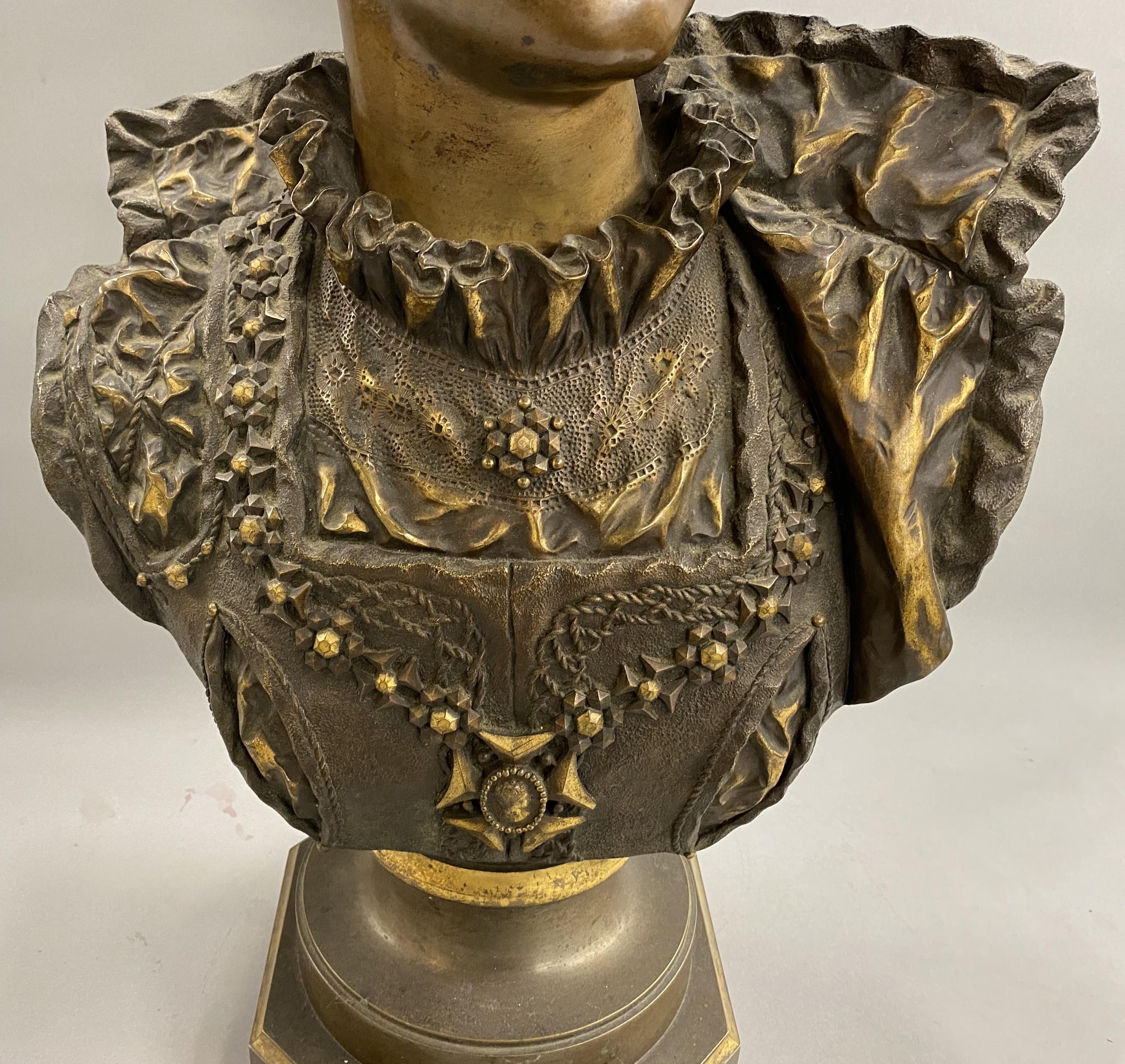 Francese Ernest Rancoulet Busto in bronzo patinato di nobile francese del 1900 circa in vendita