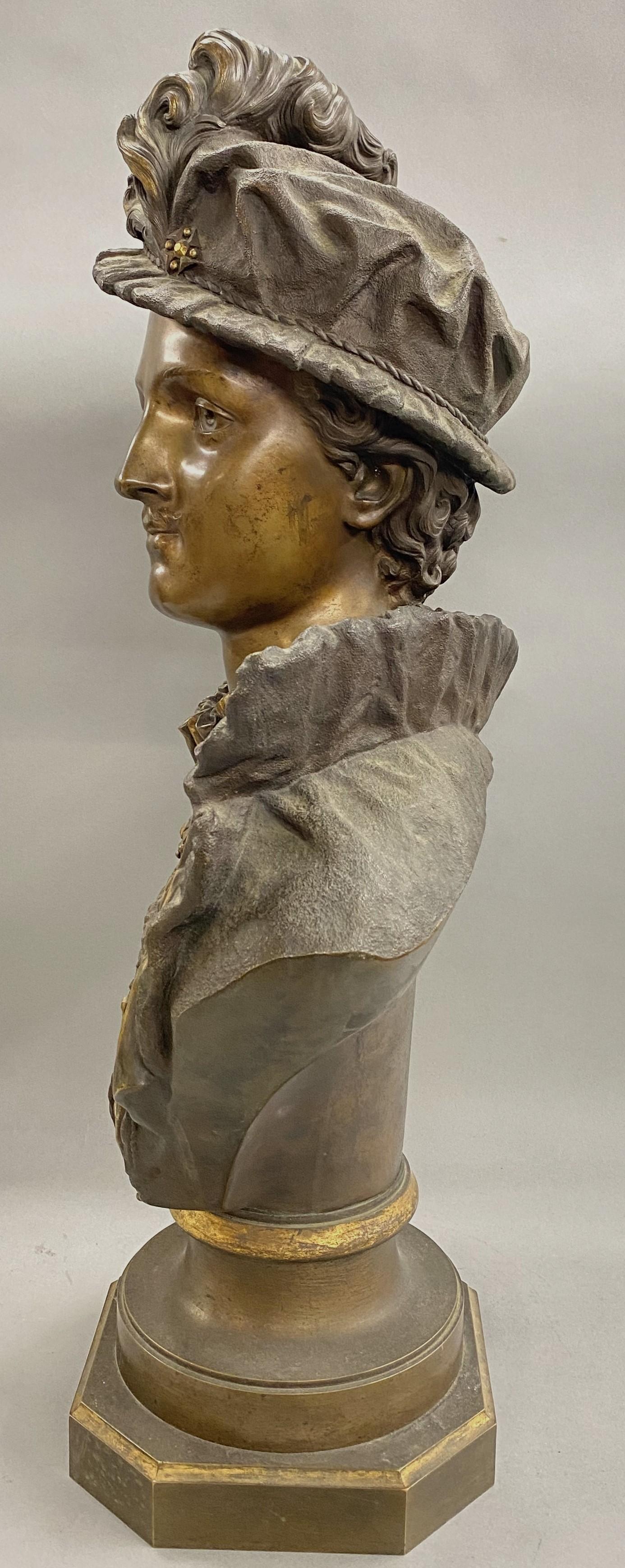 Ernest Rancoulet Busto in bronzo patinato di nobile francese del 1900 circa In condizioni buone in vendita a Milford, NH