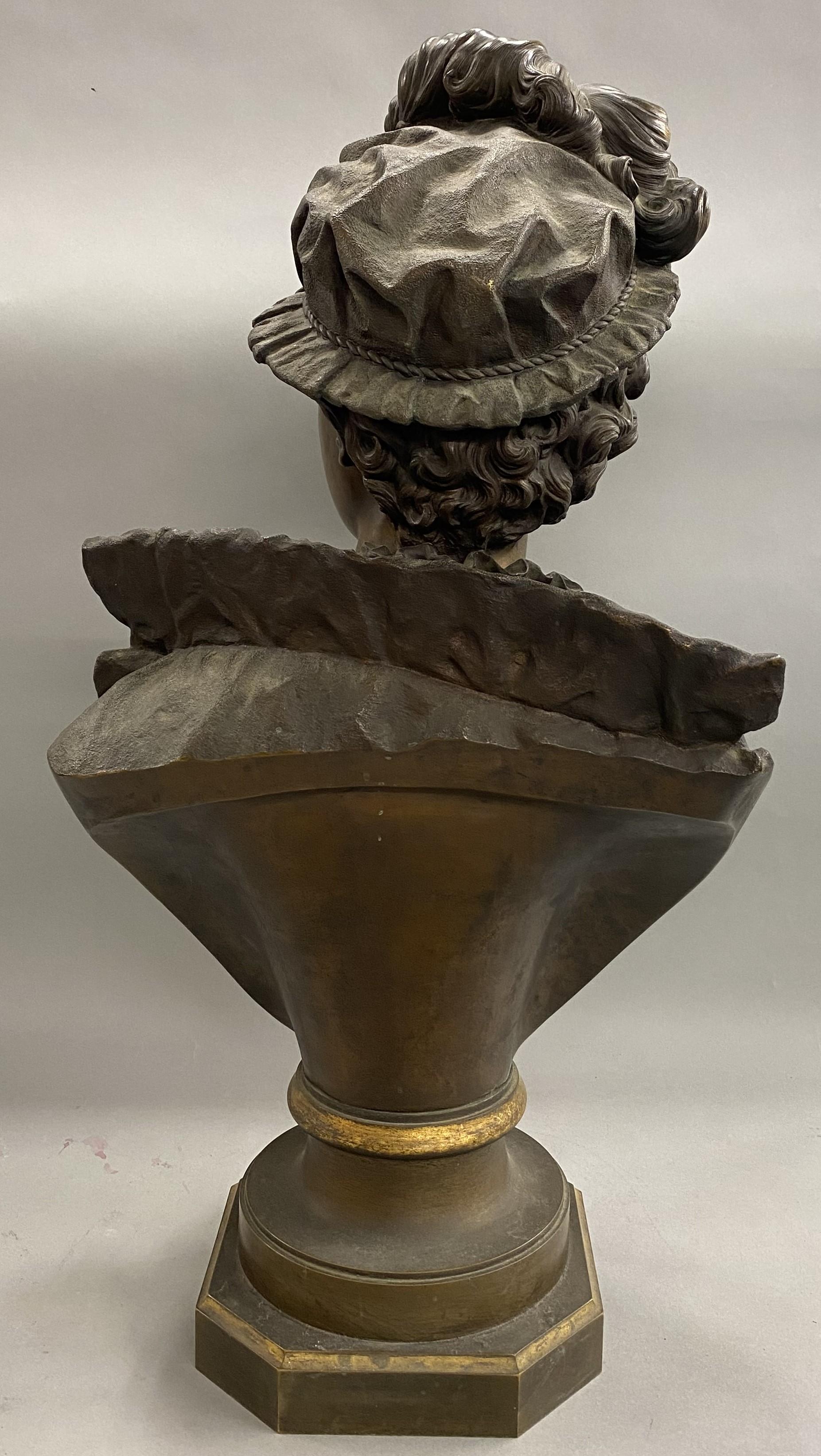 Inizio XX secolo Ernest Rancoulet Busto in bronzo patinato di nobile francese del 1900 circa in vendita