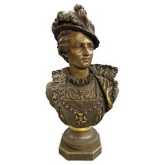 Antique Ernest Rancoulet Cast Patinated Bronze Bust of a French Nobleman circa 1900