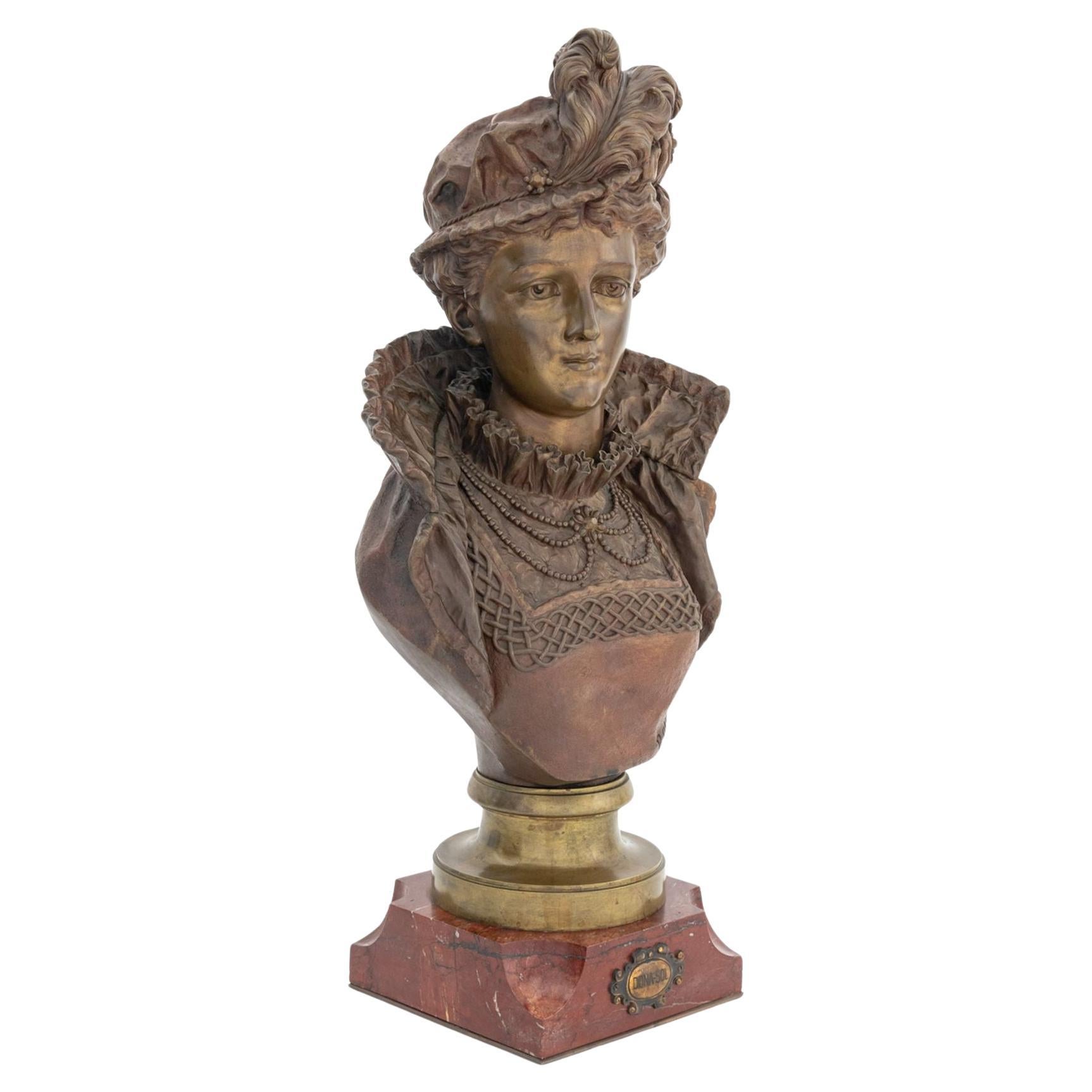 Ernest Rancoulet "Dona Sol" Buste en bronze patiné en vente