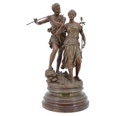 Ernest Rancoulet - Groupe de sculptures d'un homme et d'une femme L' Age d'or 1870 - 1915