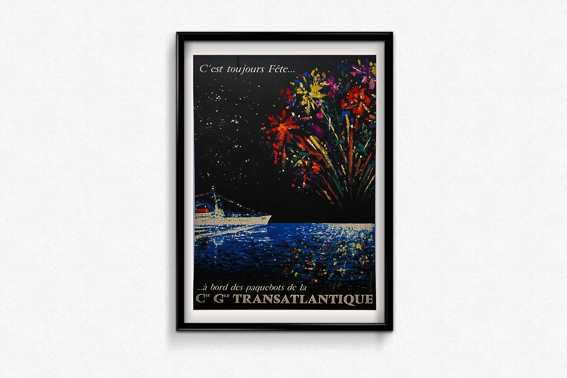 Original poster for the liners of the Compagnie Générale Transatlantique For Sale 2