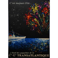 Vintage Original poster for the liners of the Compagnie Générale Transatlantique