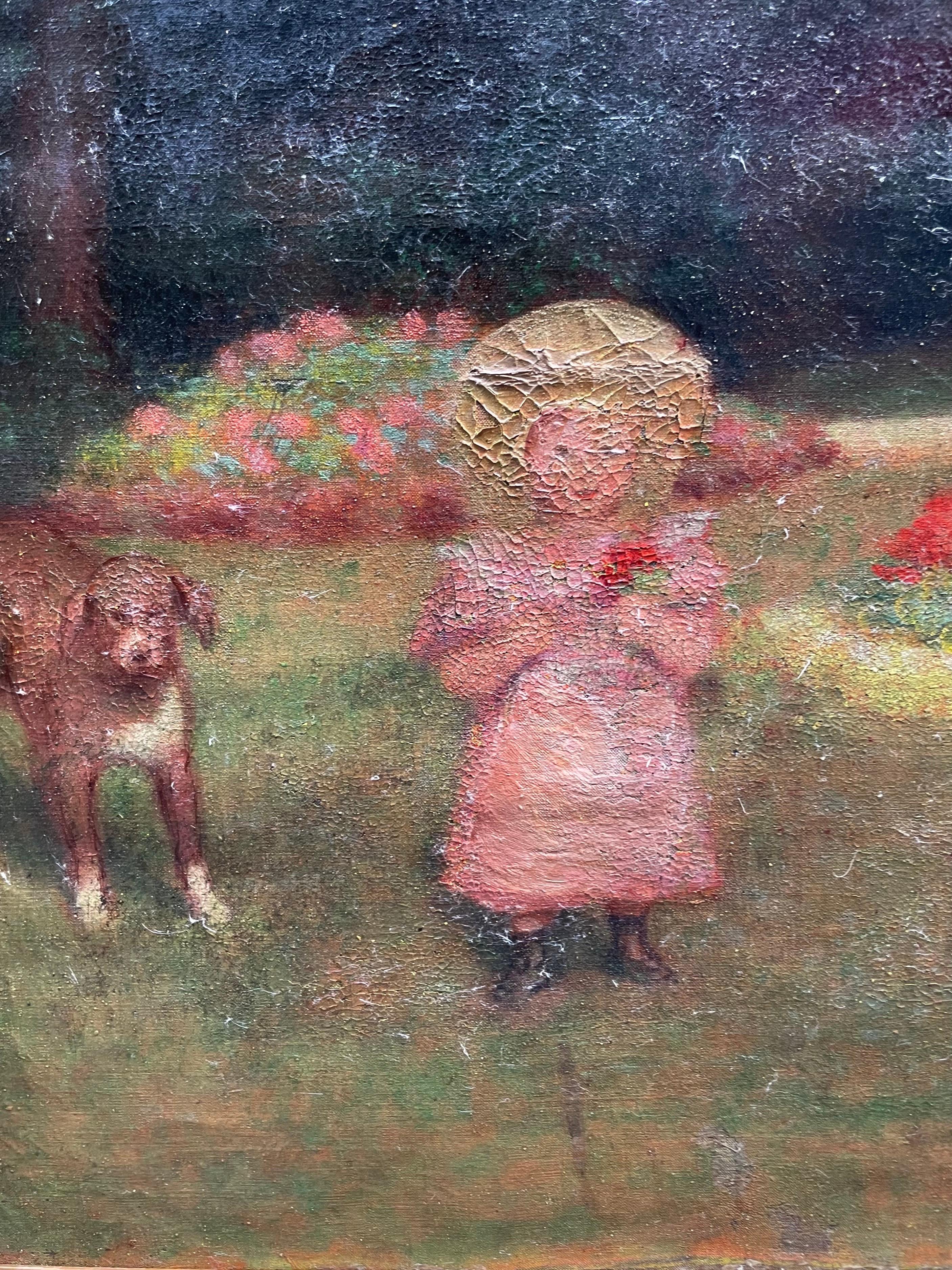 Ernest Rouart (1874–1942), Girl with a dog in a garden. Degas-Manet entourage For Sale 5