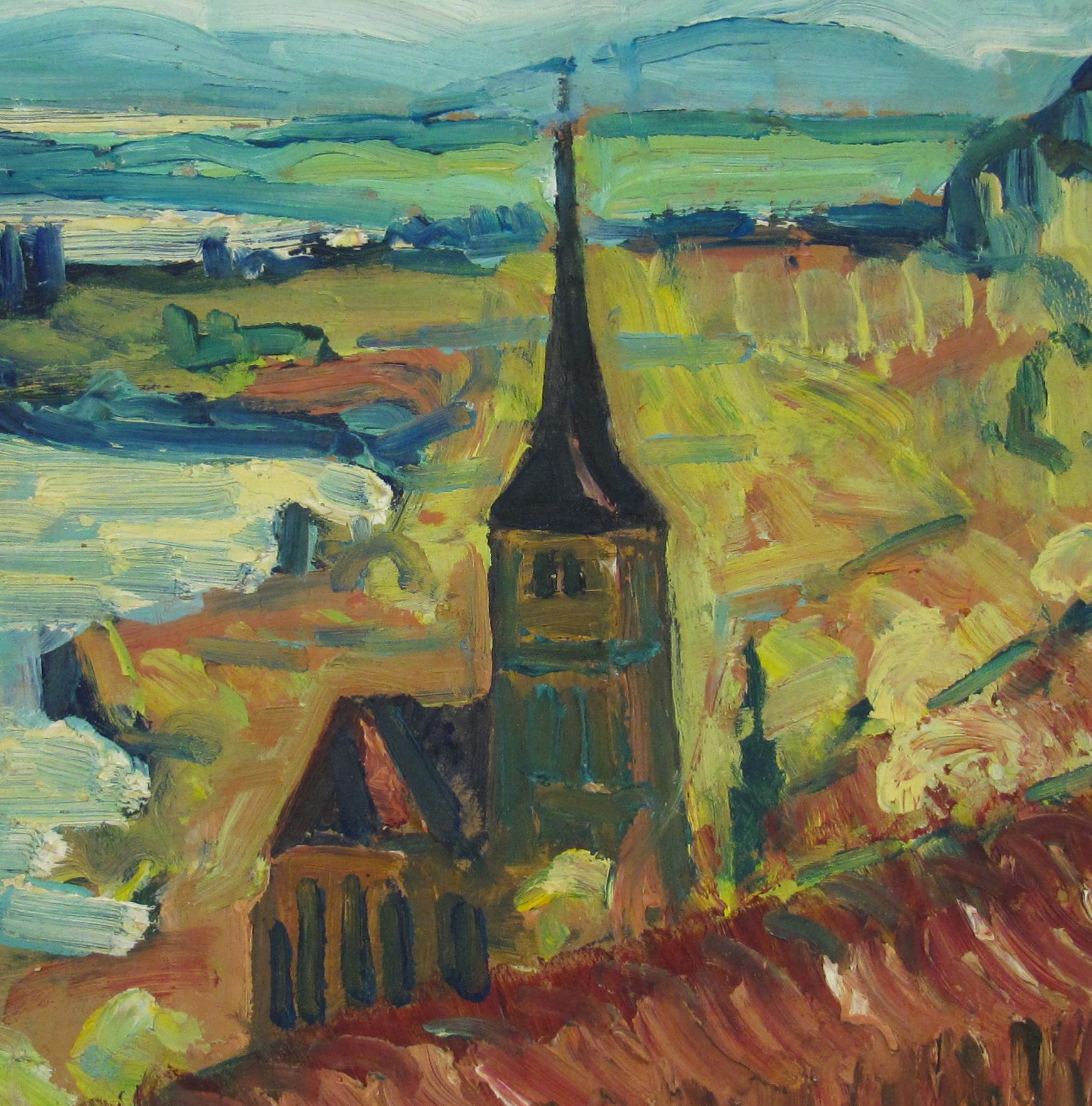 Ernst Samuel Geiger (1876-1965) Peinture à l'huile expressionniste - Paysage - Suisse - Expressionniste Painting par Ernest Samuel Geiger