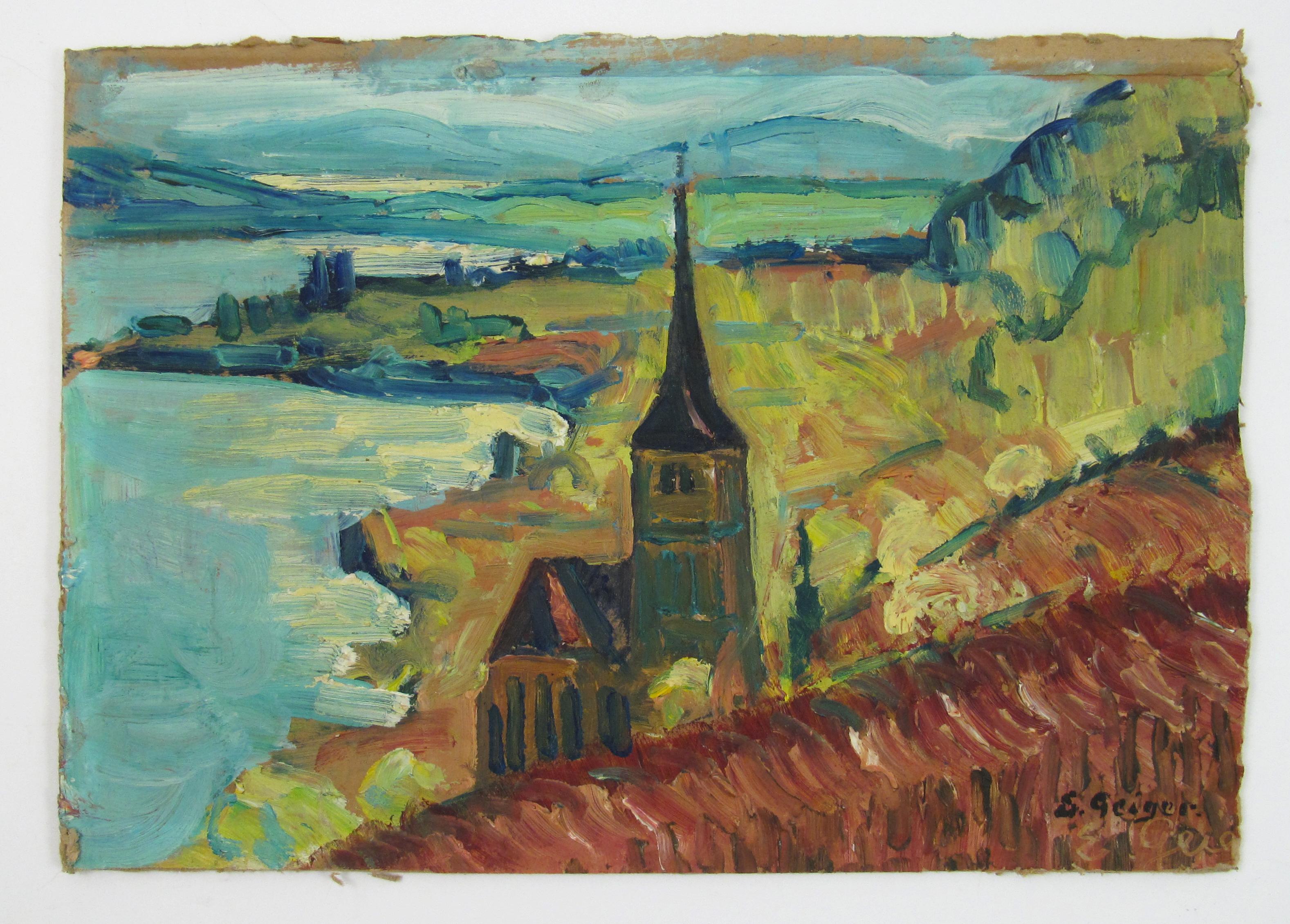 Ernst Samuel Geiger (1876-1965) Expressionistische Landschaft, Ölgemälde Schweiz 5