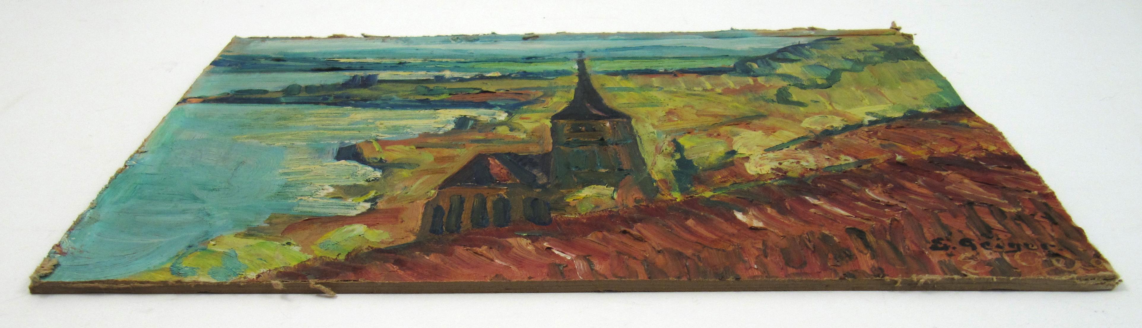 Ernst Samuel Geiger (1876-1965) Peinture à l'huile expressionniste - Paysage - Suisse 6