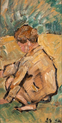 Young Boy Playing Marbles, Expressive Post-Impressionist Study