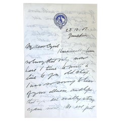 Ernest Shackleton Handwritten Signed Letter