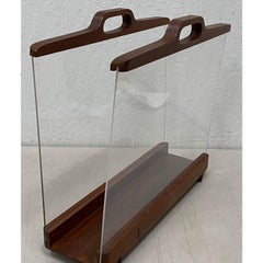 Ernest Sohn Siamese Teak and Acrylic Magazine Holder, circa 1960