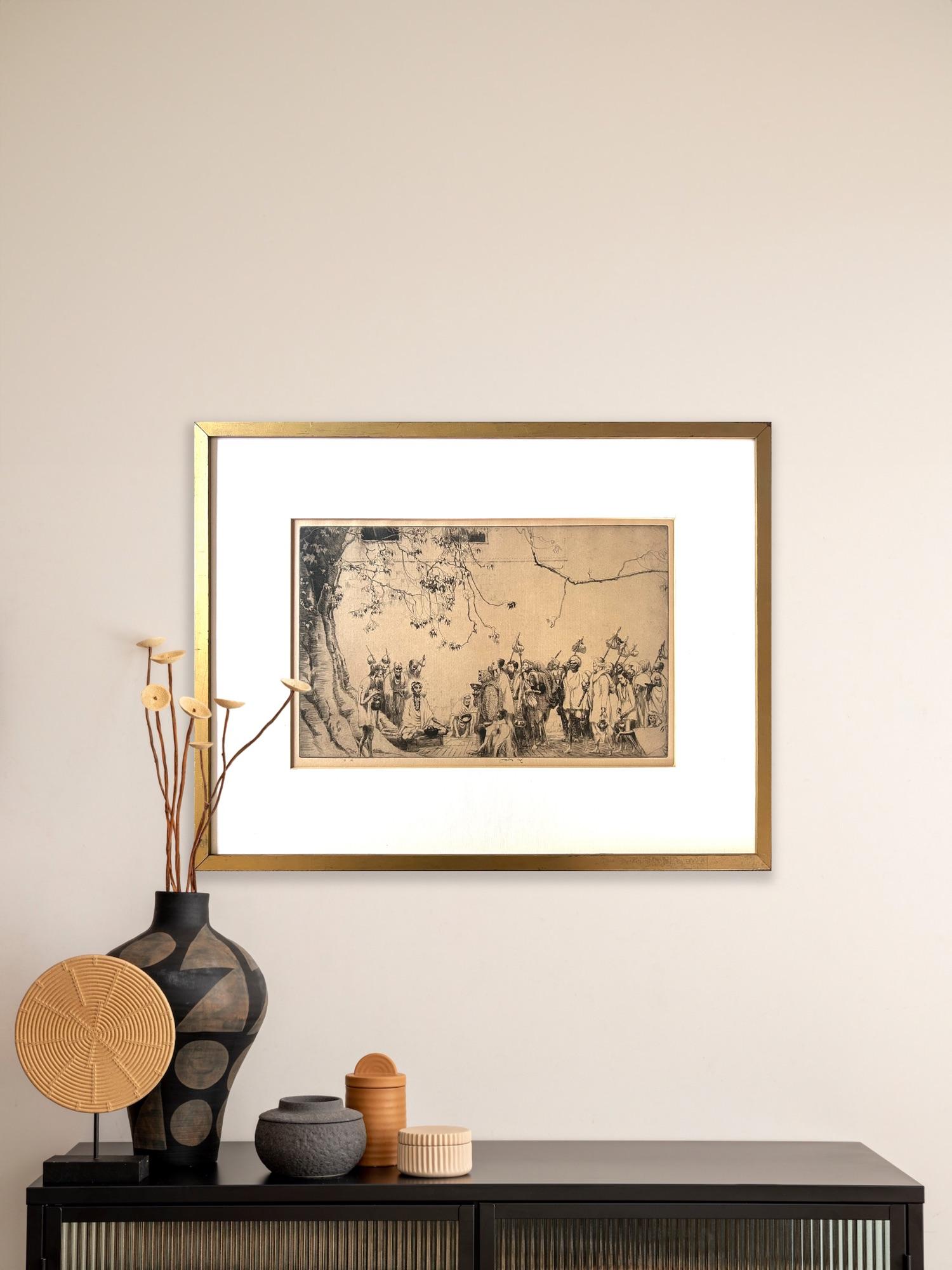 India Figurative Landscape 1910 Buddha Rare Early Original Etching For Sale 5
