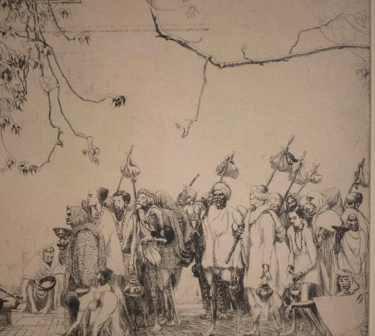 India Figurative Landscape 1910 Buddha Rare Early Original Etching For Sale 3