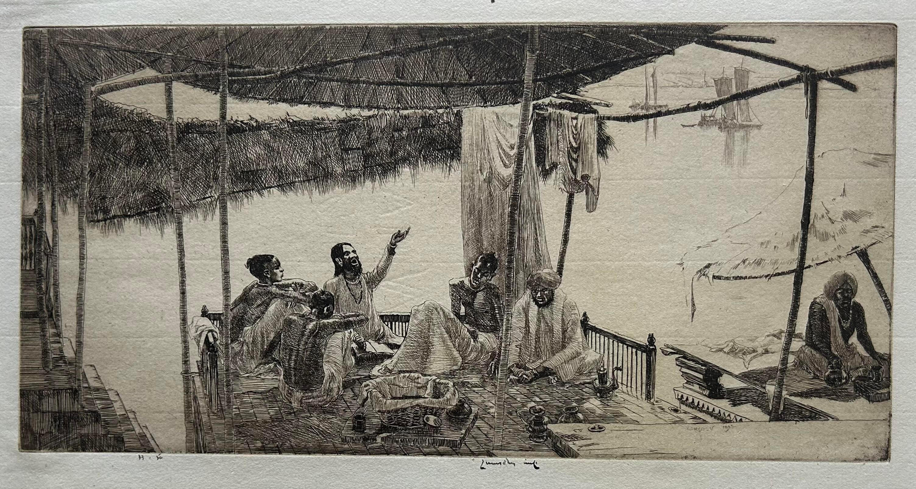 Paesaggio dell'India Acquaforte originale del 1917 in edizione limitata firmata dall'artista Raro in vendita 6