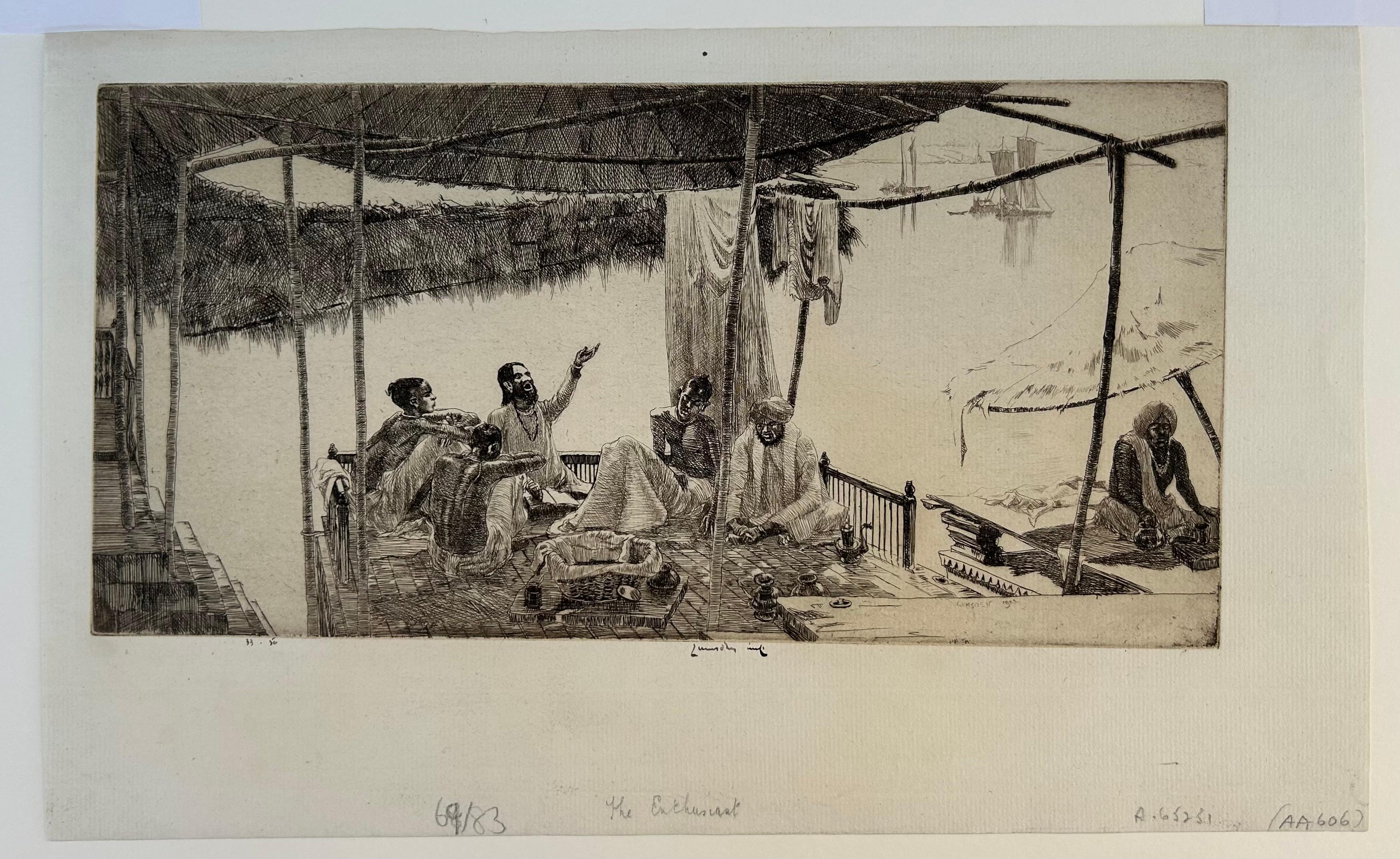 Paesaggio dell'India Acquaforte originale del 1917 in edizione limitata firmata dall'artista Raro - Figurative Print Marrone di Ernest Stephen Lumsden