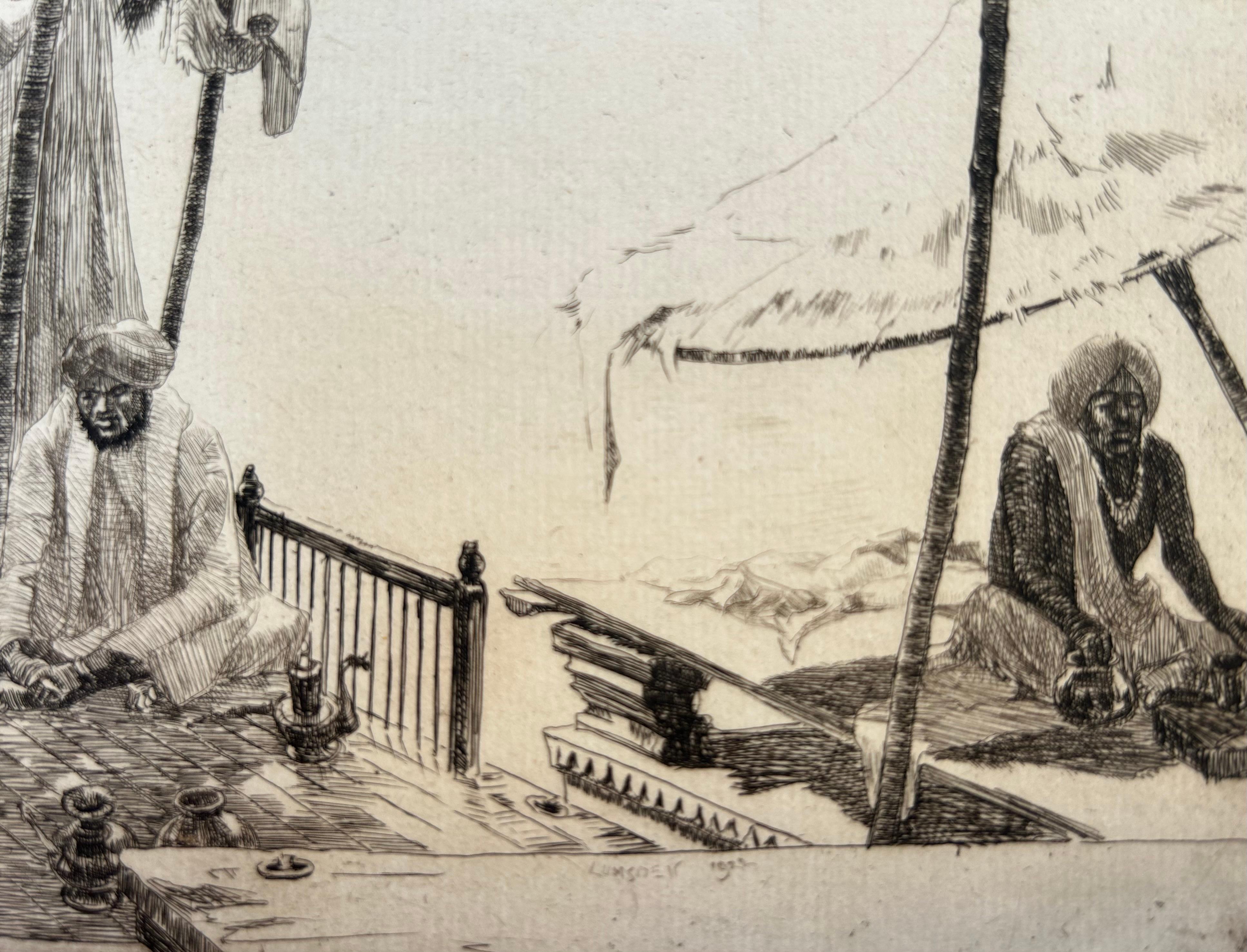 Paesaggio dell'India Acquaforte originale del 1917 in edizione limitata firmata dall'artista Raro in vendita 3