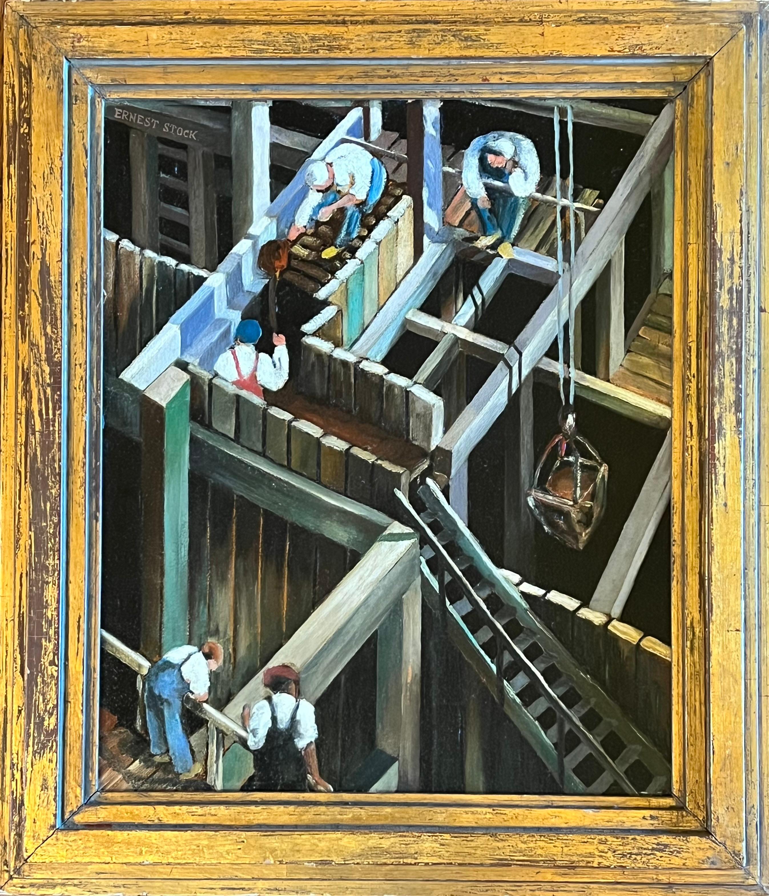 U-Bahn-Bau – Painting von Ernest Stock