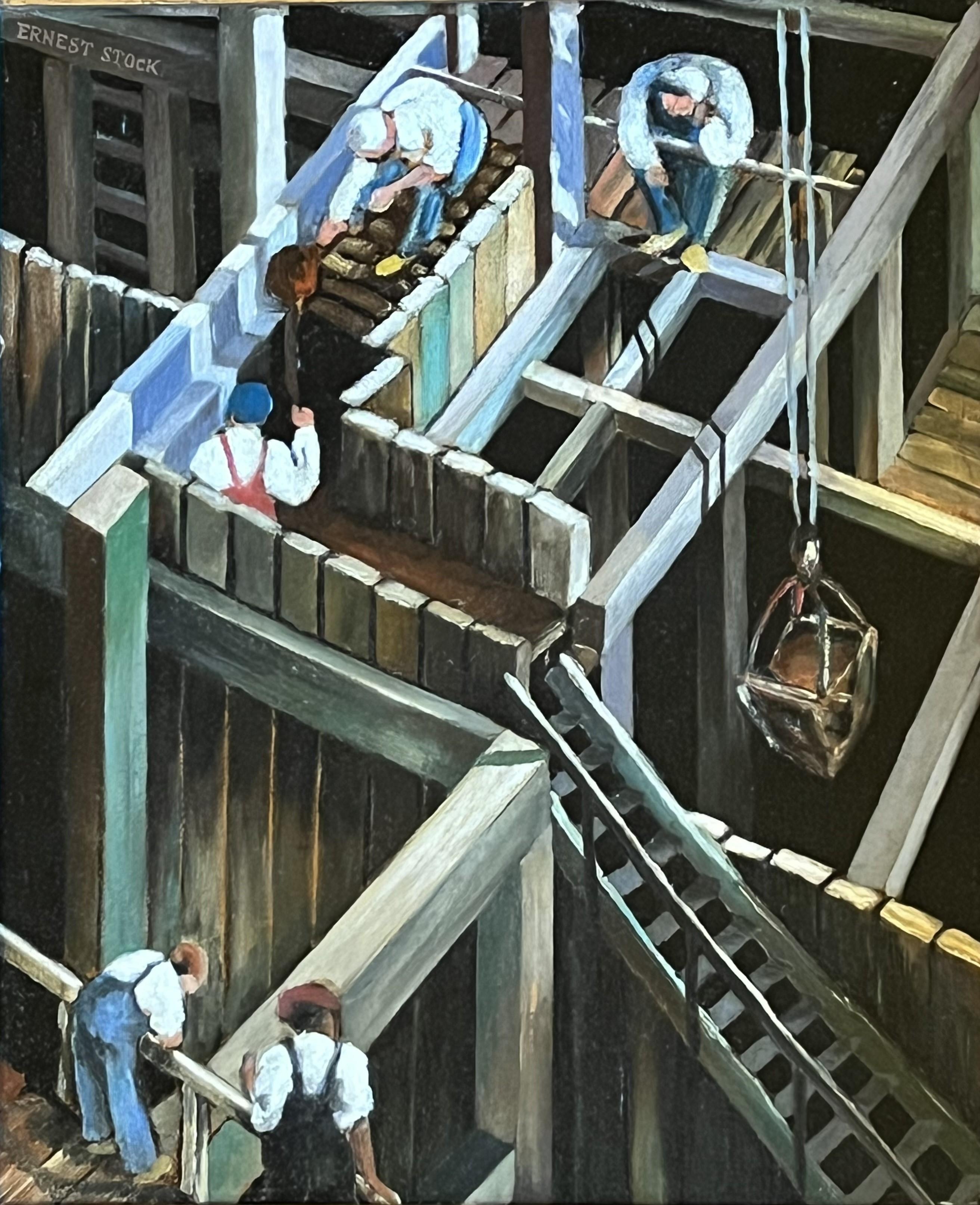 Ernest Stock Figurative Painting - Subway Construction