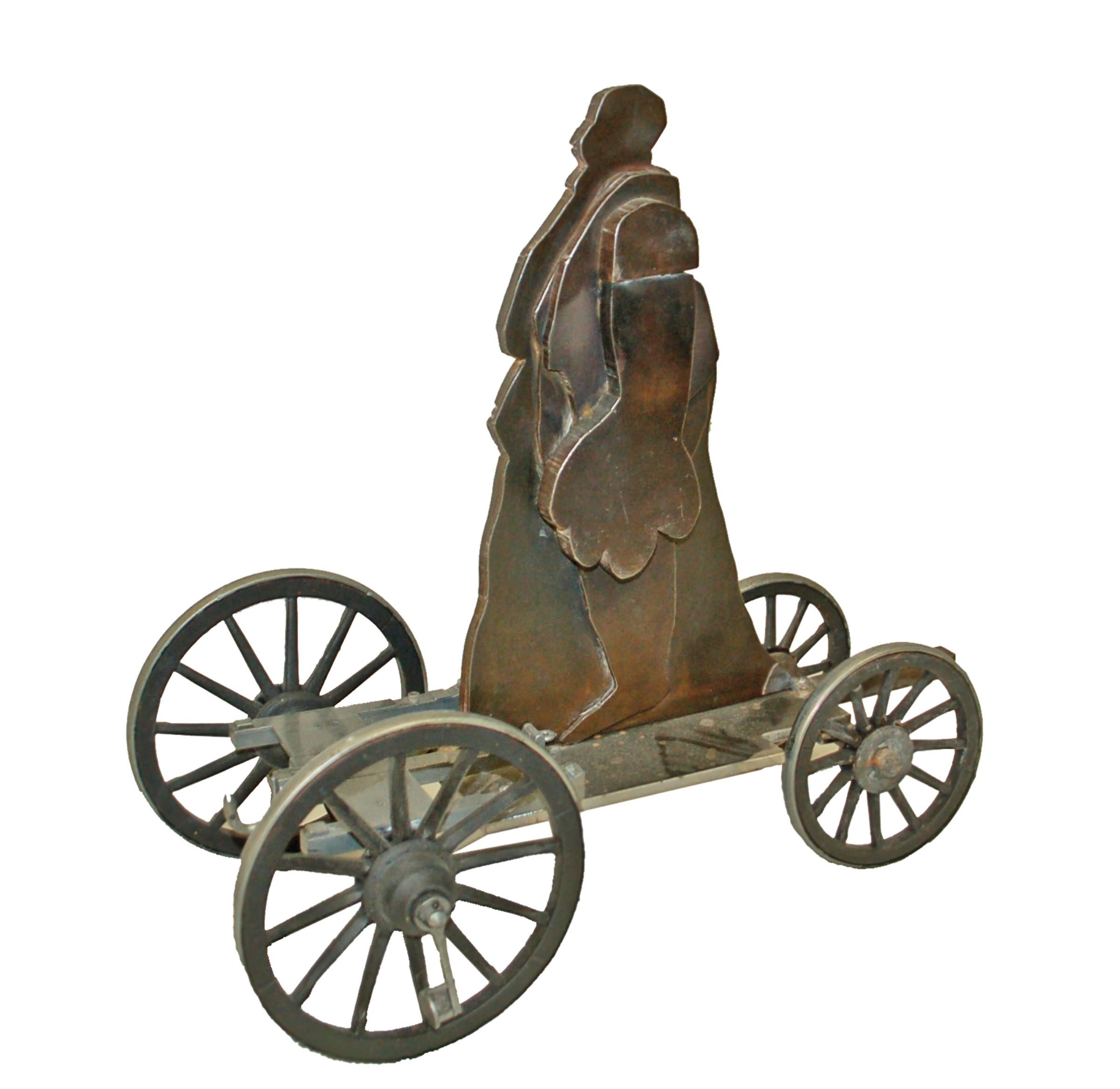 Car Man, vier Rädern – Sculpture von Ernest Tino Trova