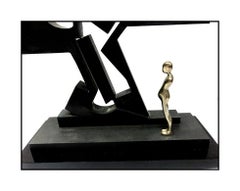 Ernest Trova Hand Signed Falling Man Gox Bronze Sculpture Full Round Modern Art