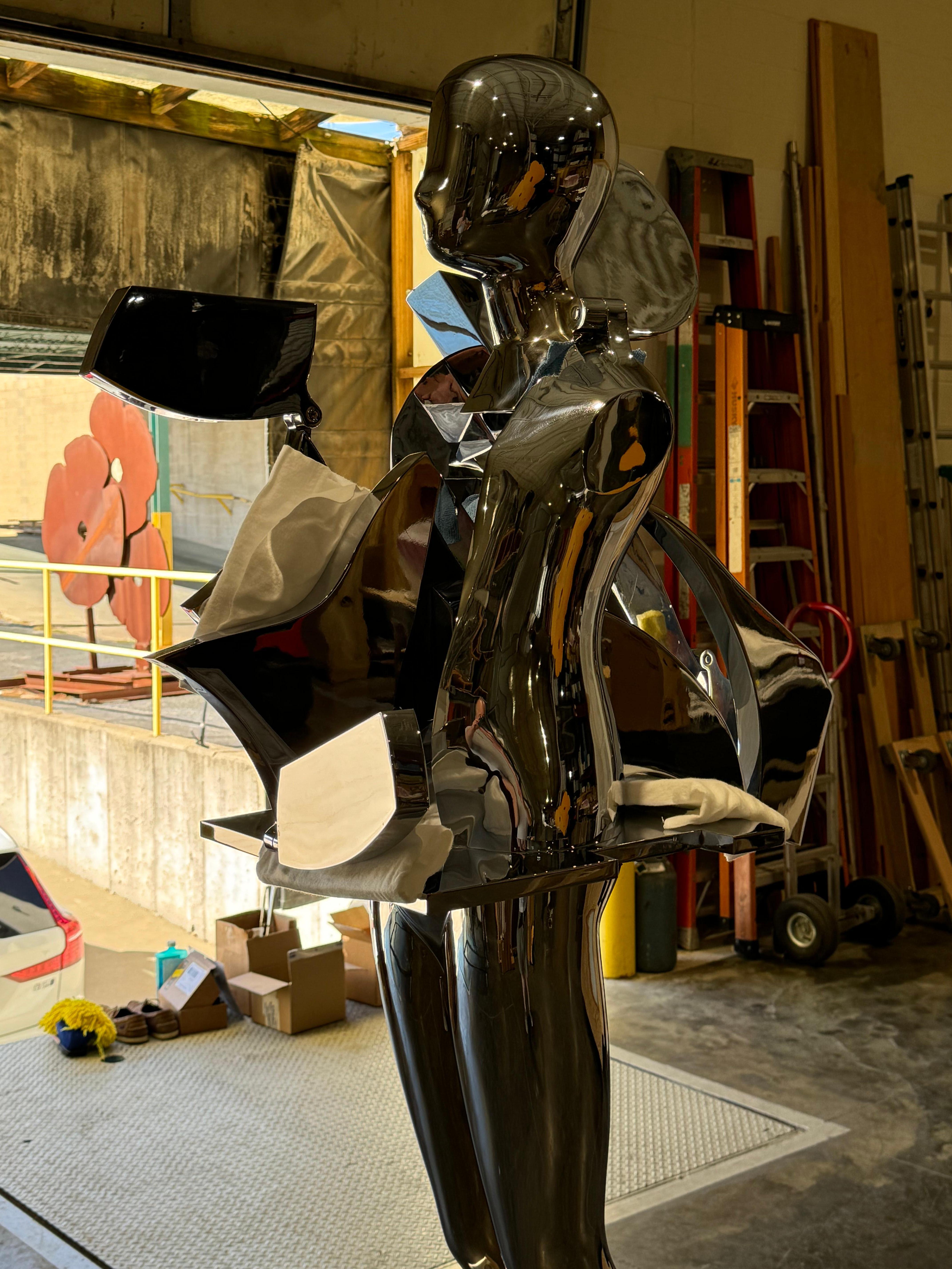 Ernest Trova Study/Falling Man (Tableman) Life Size Sculpture Chrome-Bronze #3/8 For Sale 4