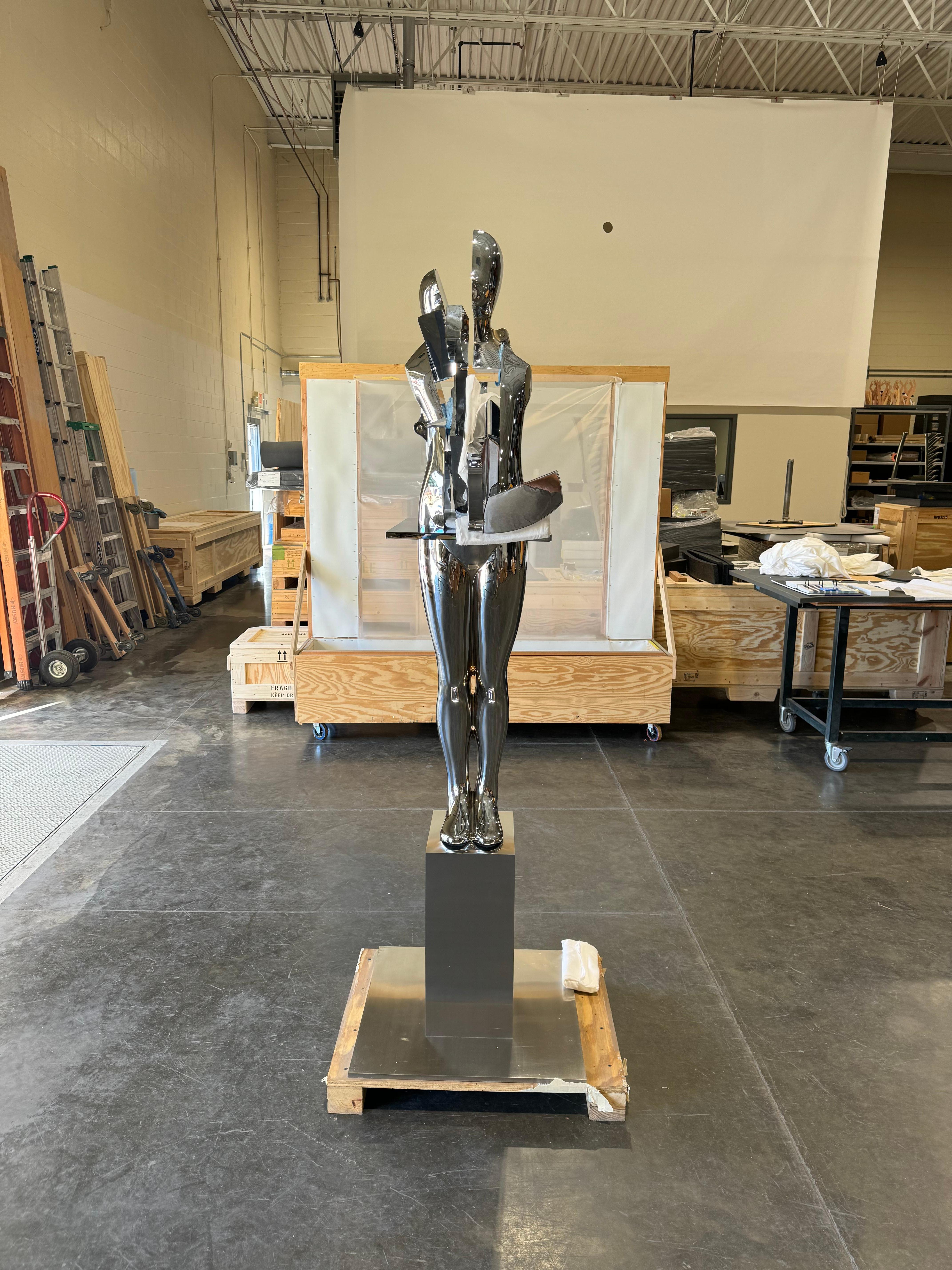 Ernest Trova Study/Falling Man (Tableman) Life Size Sculpture Chrome-Bronze #3/8 For Sale 6