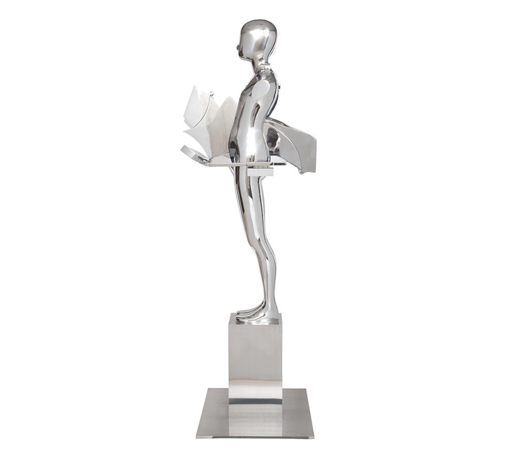 Modern Ernest Trova Study/Falling Man (Tableman) Life Size Sculpture Chrome-Bronze #3/8 For Sale