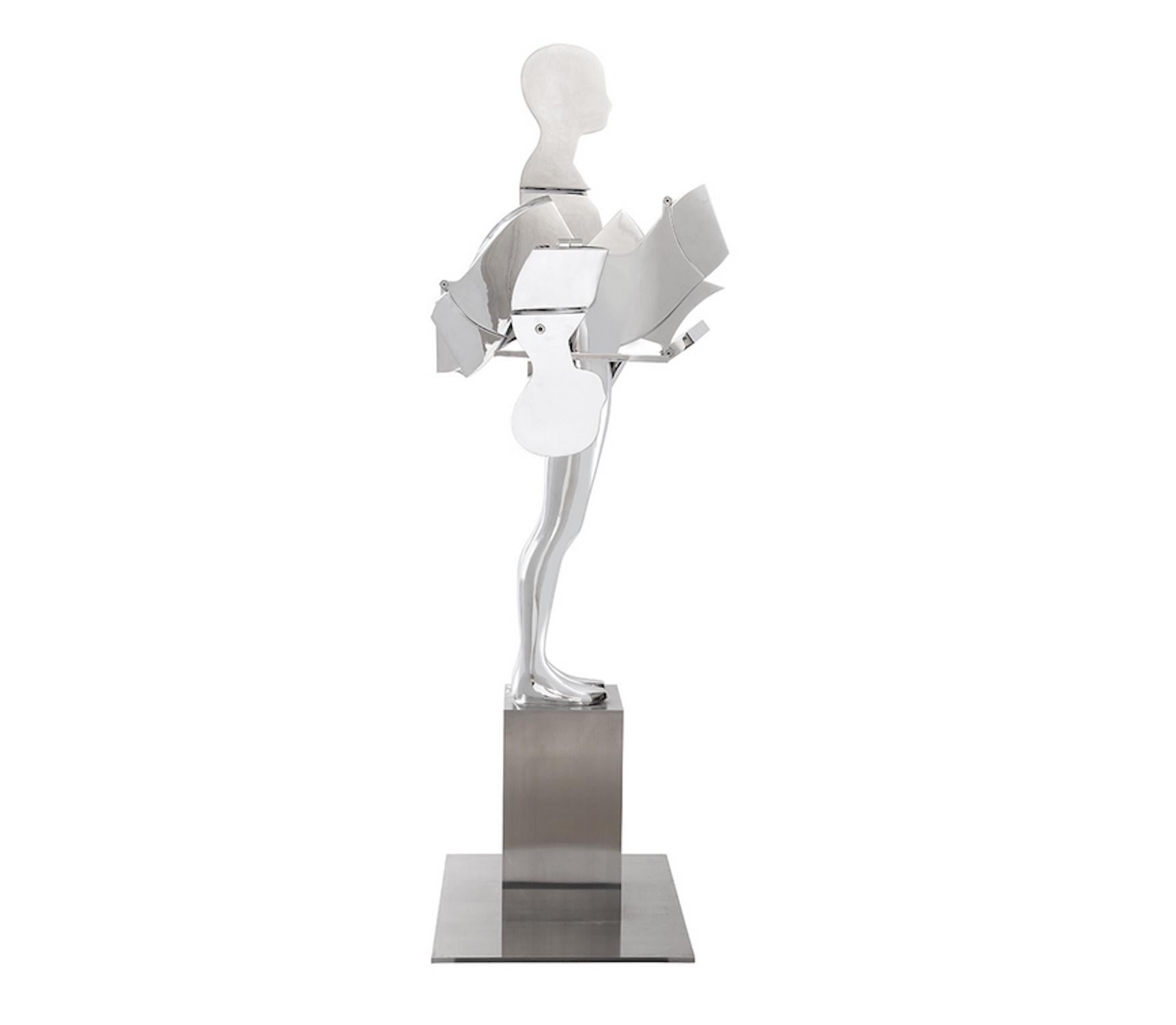 American Ernest Trova Study/Falling Man (Tableman) Life Size Sculpture Chrome-Bronze #3/8 For Sale