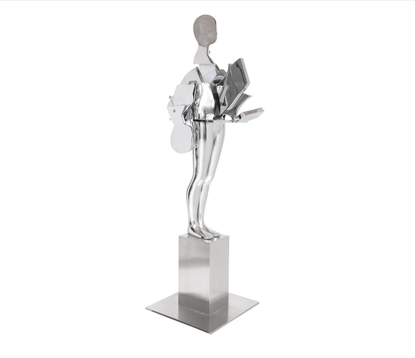 Ernest Trova Study/Falling Man (Tableman) Life Size Sculpture Chrome-Bronze #3/8 In Good Condition For Sale In St. Louis, MO
