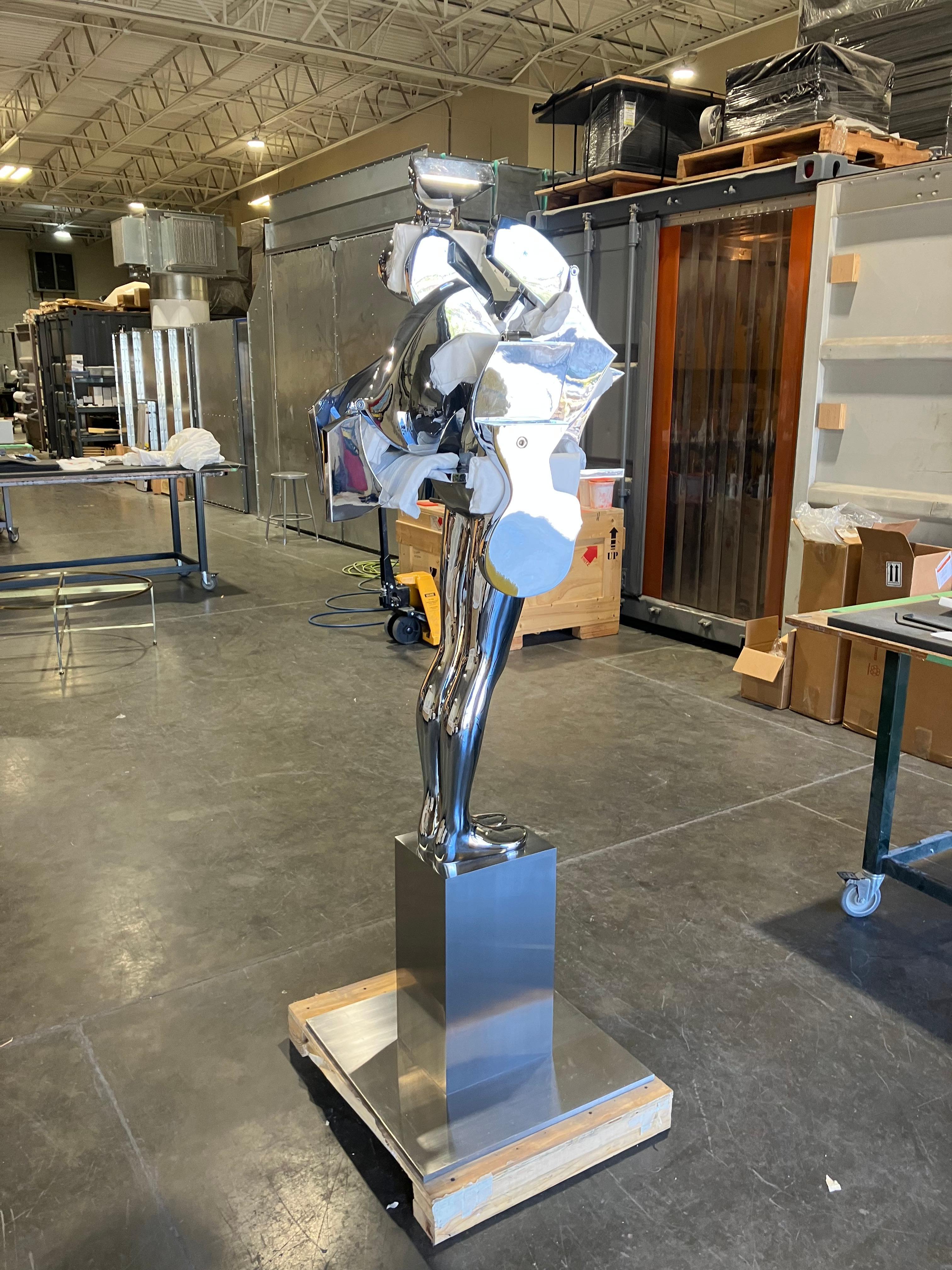 Ernest Trova Study/Falling Man (Tableman) Life Size Sculpture Chrome-Bronze #3/8 For Sale 1