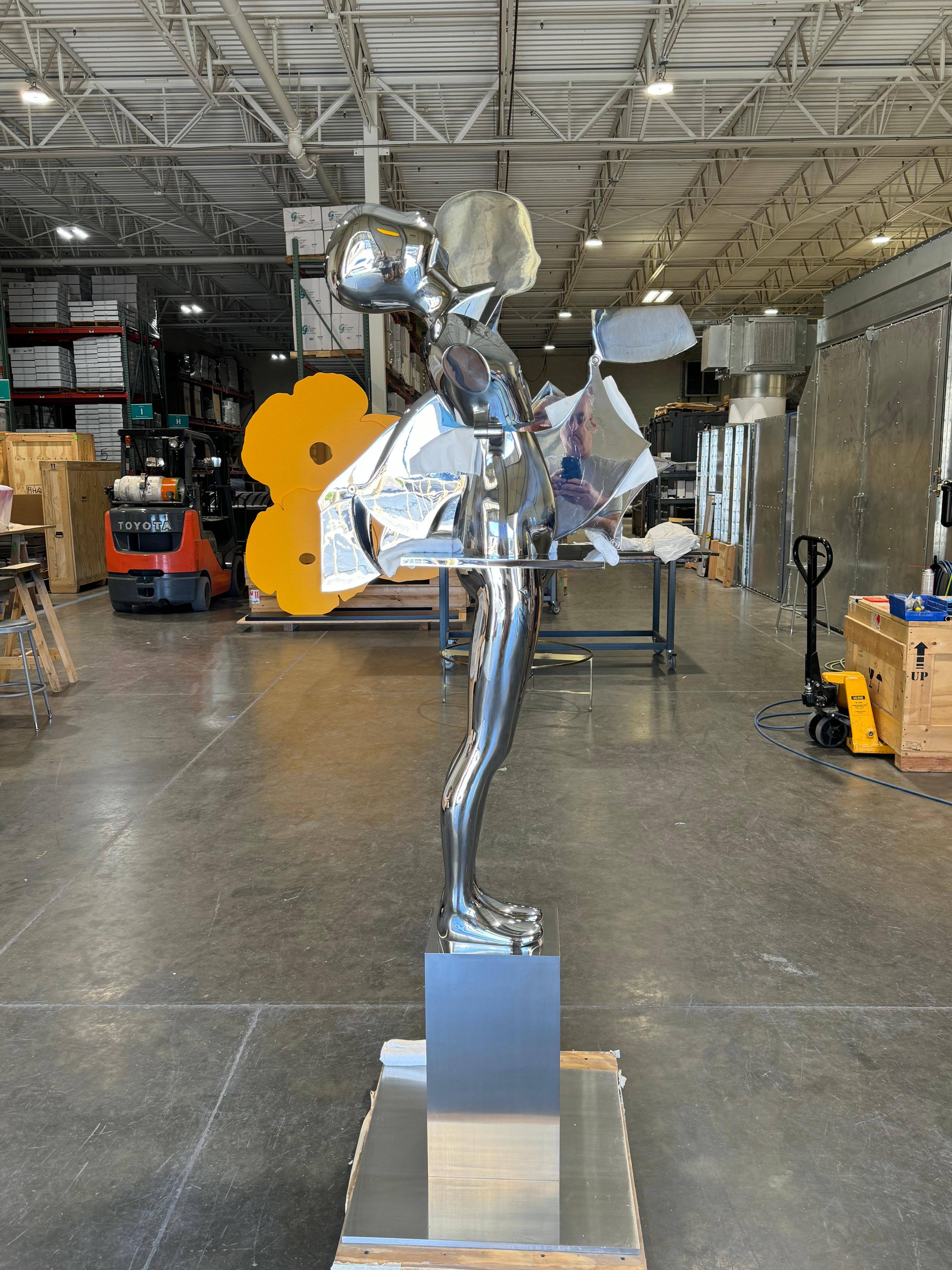 Ernest Trova Study/Falling Man (Tableman) Life Size Sculpture Chrome-Bronze #3/8 For Sale 2