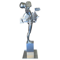 Ernest Trova Study/Falling Man (Tableman) Life Size Sculpture Chrome-Bronze #3/8