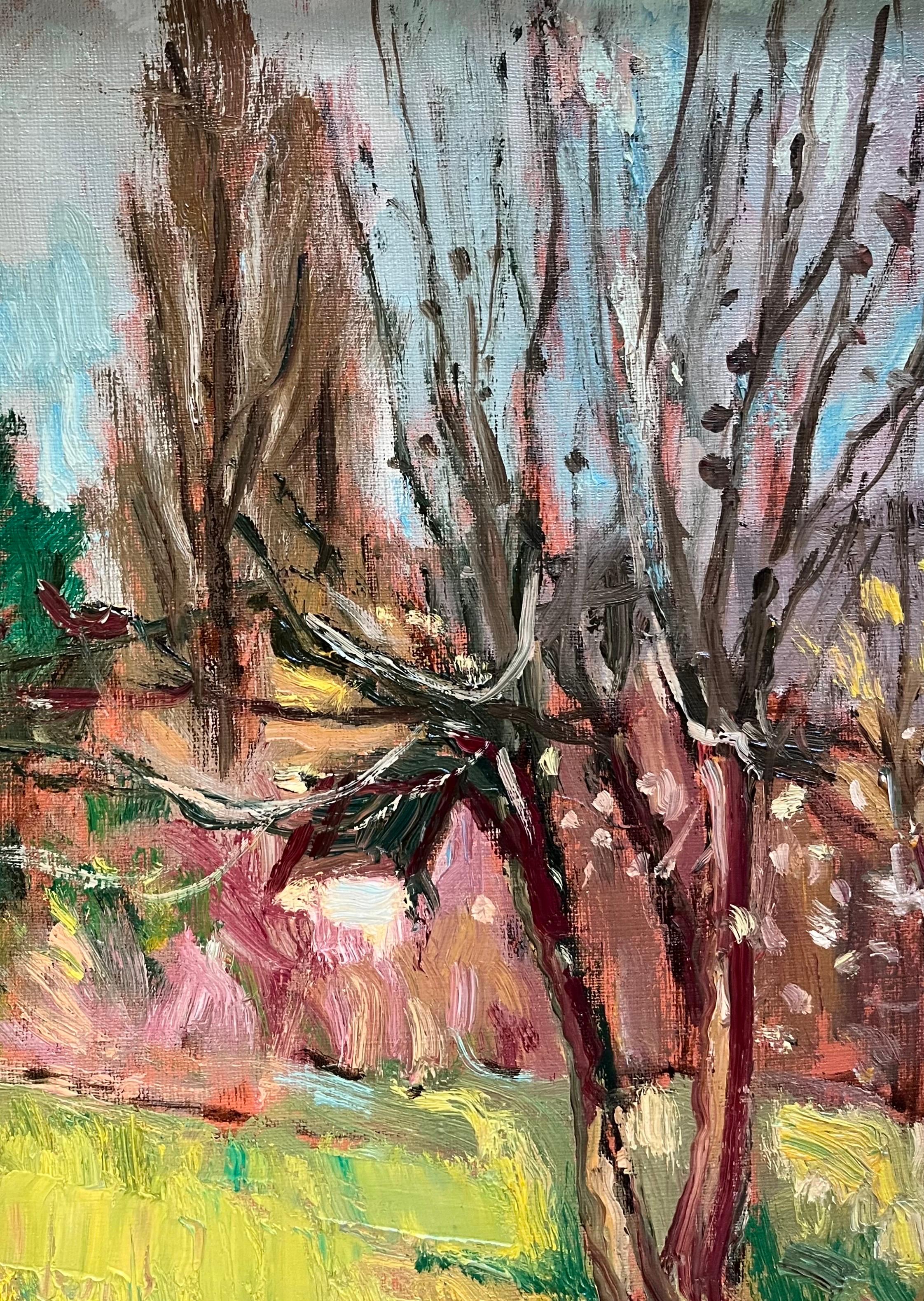 Árboles de otoño de Ernest Voegeli - Óleo sobre lienzo 38x50 cm en venta 4